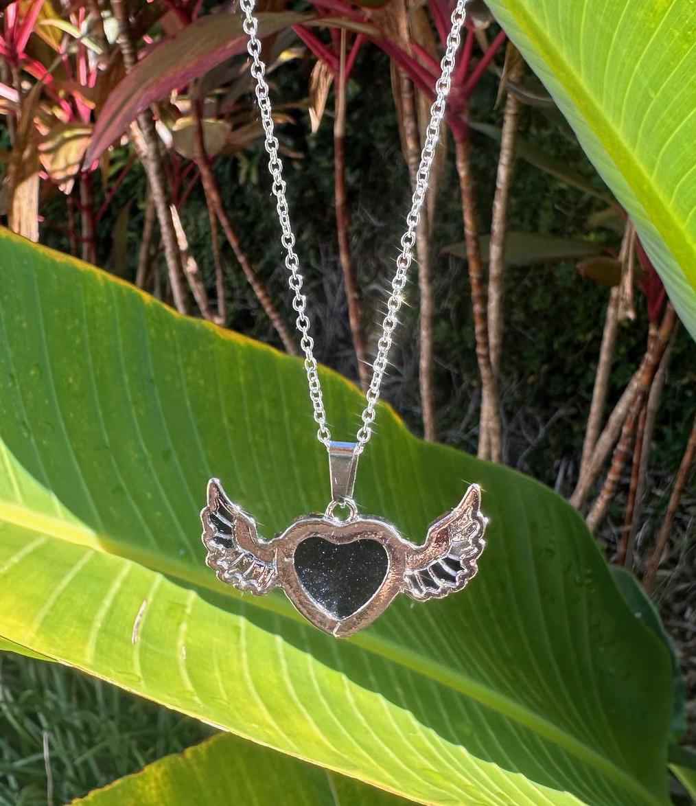 Blue Goldstone Wings Pendant Necklace