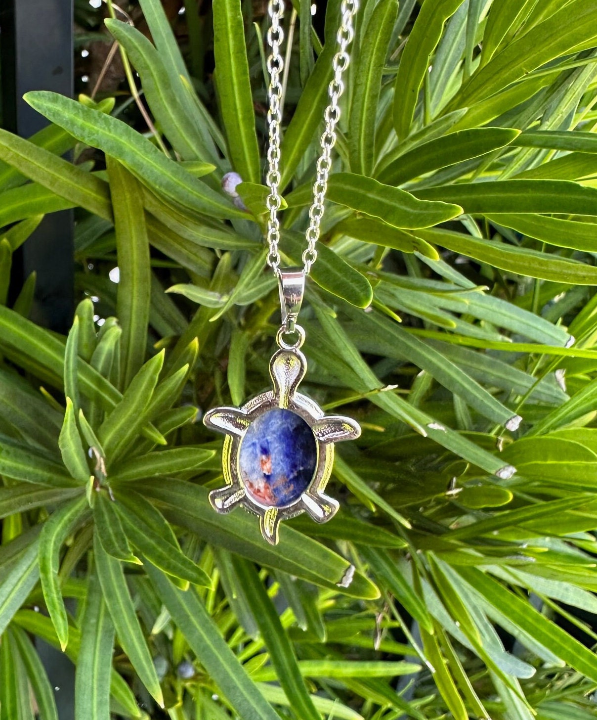 Sodalite Turtle Pendant Necklace