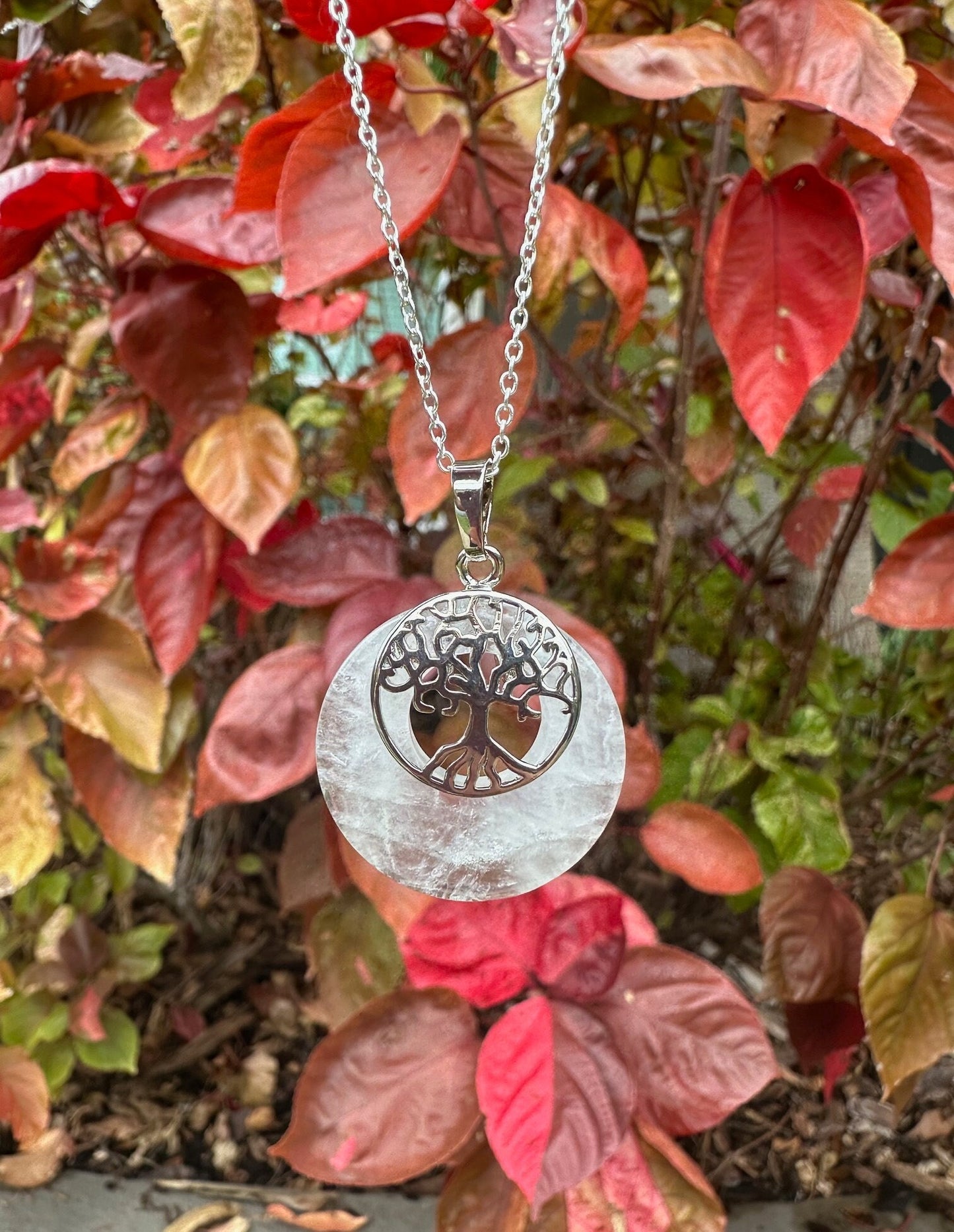 Clear Quartz Tree of Life Pendant Necklace