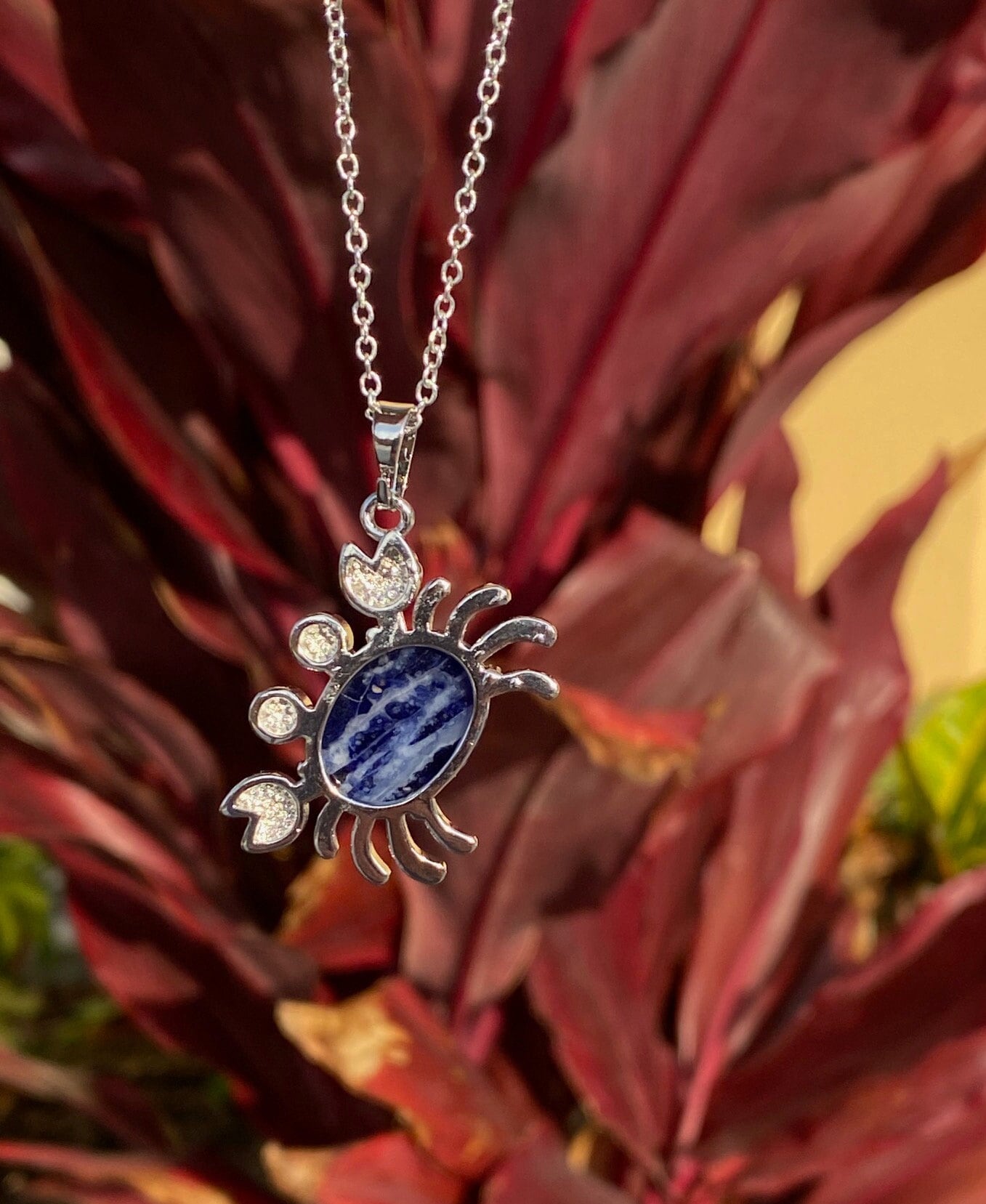 Sodalite Crab Pendant Necklace