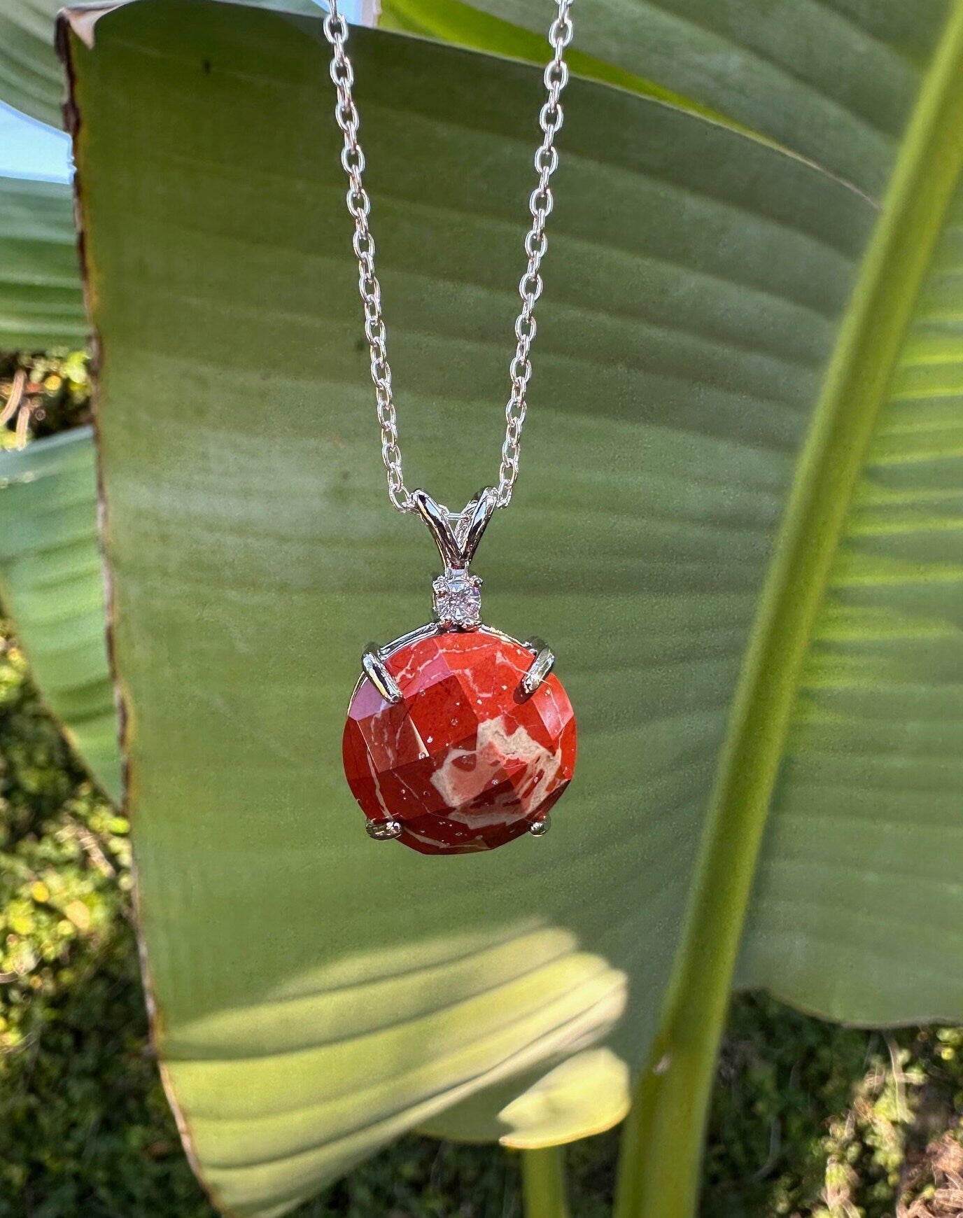 Rainbow Jasper Prism Pendant Necklace