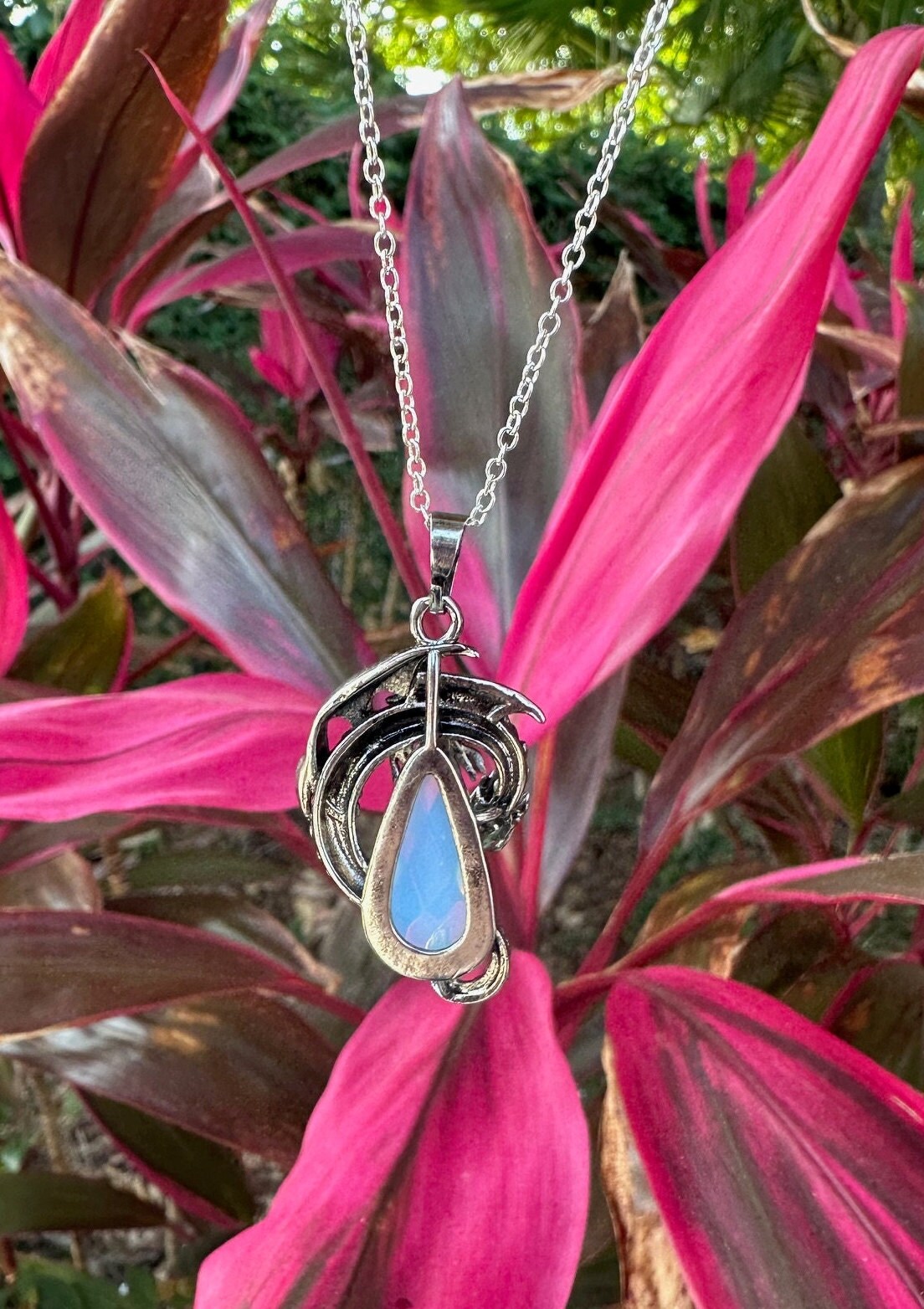 Opalite Dragon Crawling Pendant Necklace