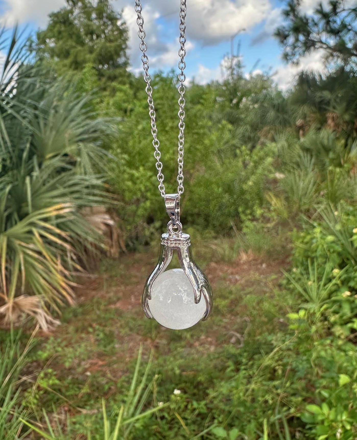 Clear Quartz Hands Necklace