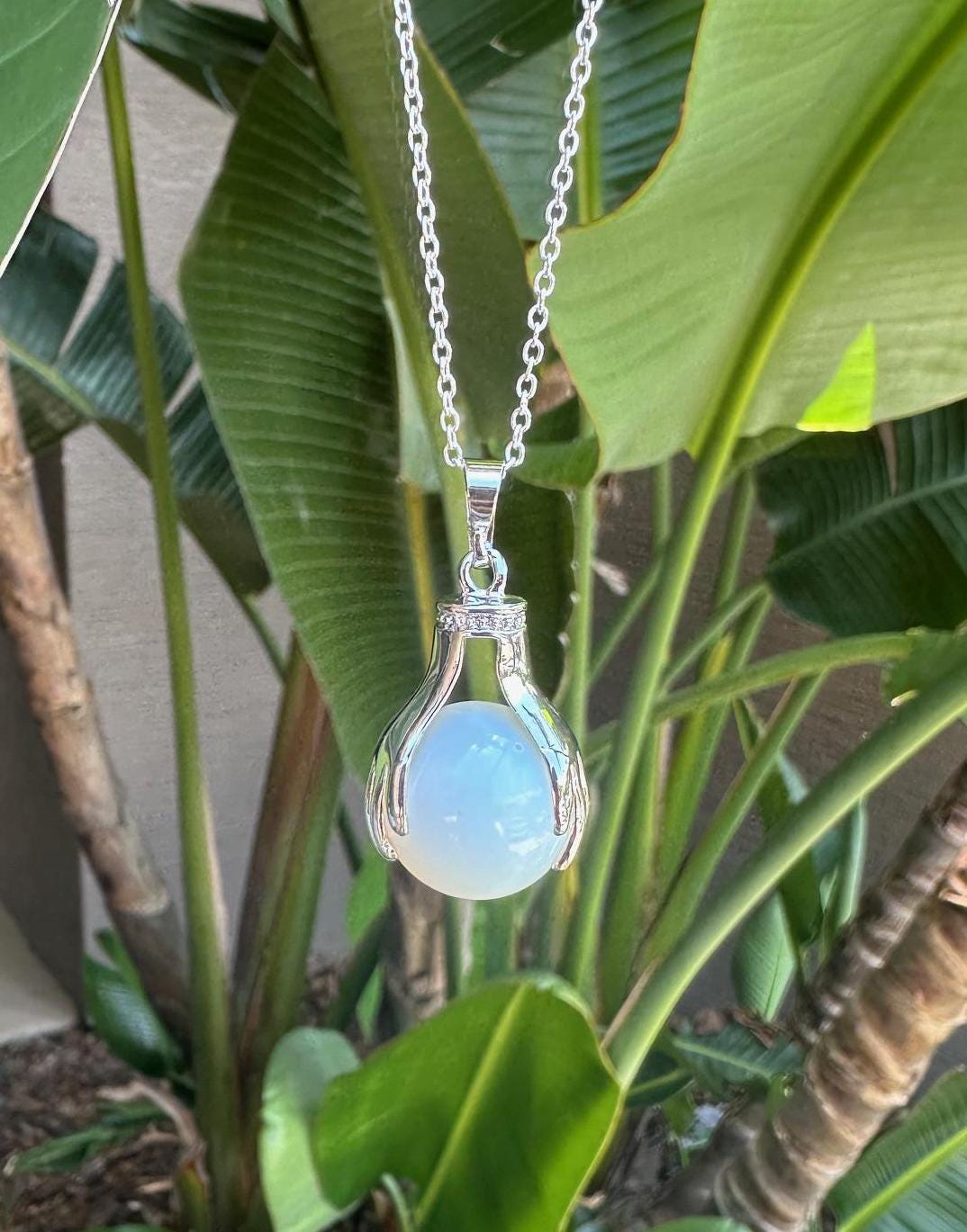 Opalite Hands Pendant Necklace