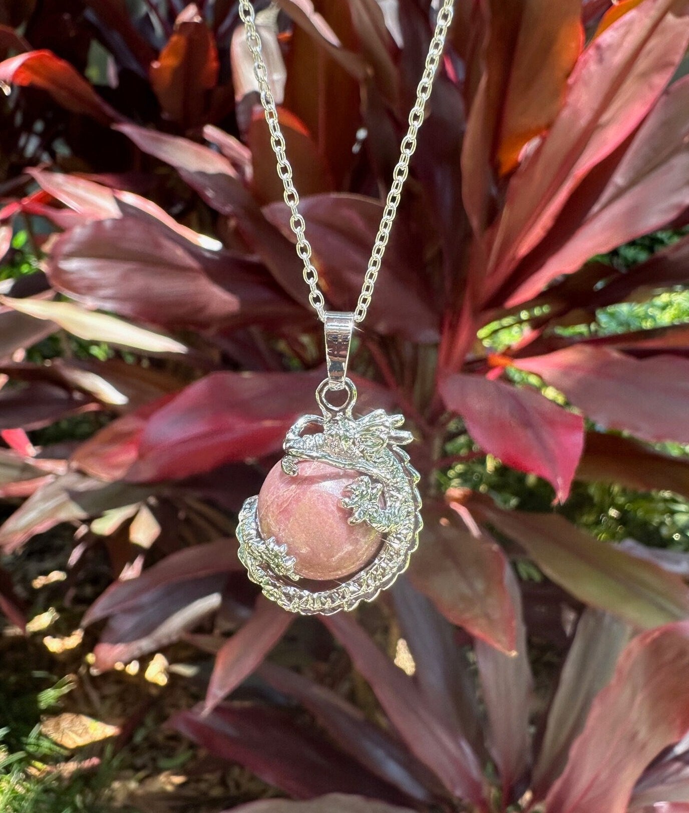 Rhodonite Dragon Ball Necklace
