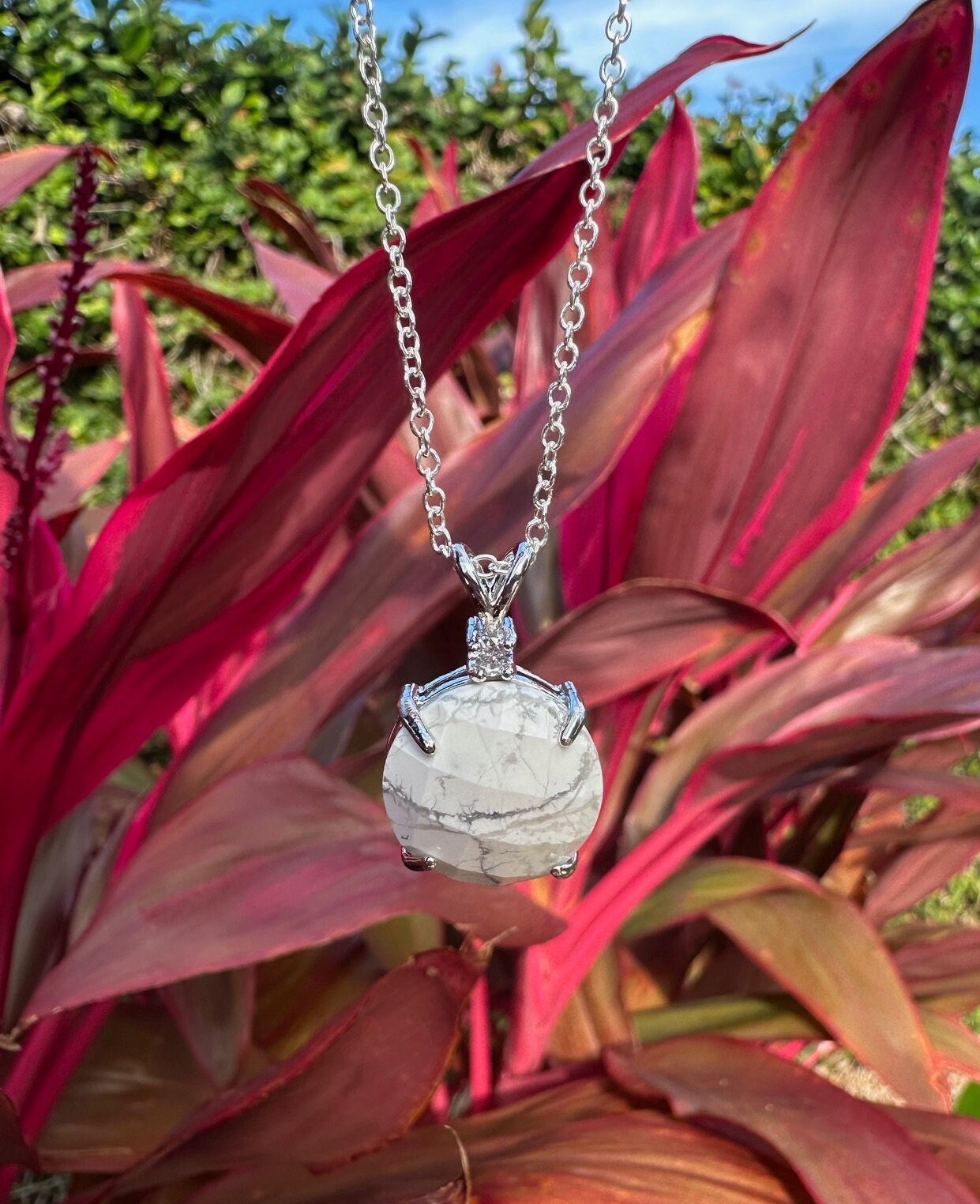 Howlite Prism Pendant Necklace