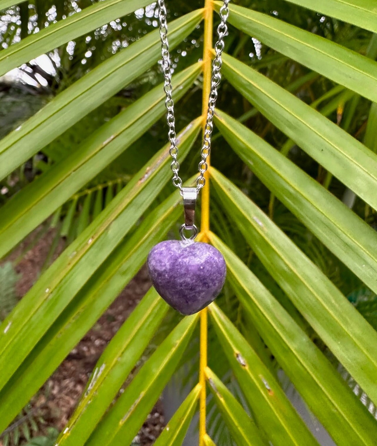 Dainty Lepidolite Heart Pendant Necklace