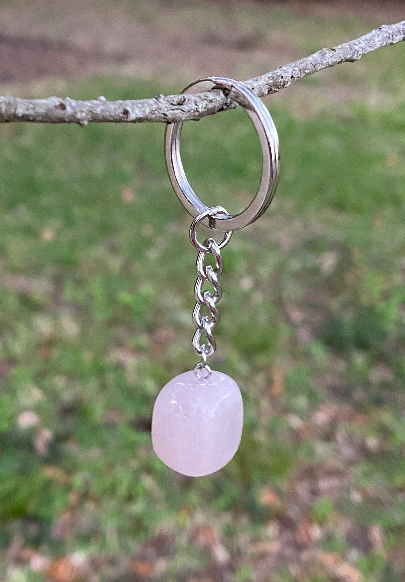 Rose Quartz Cube Keychain
