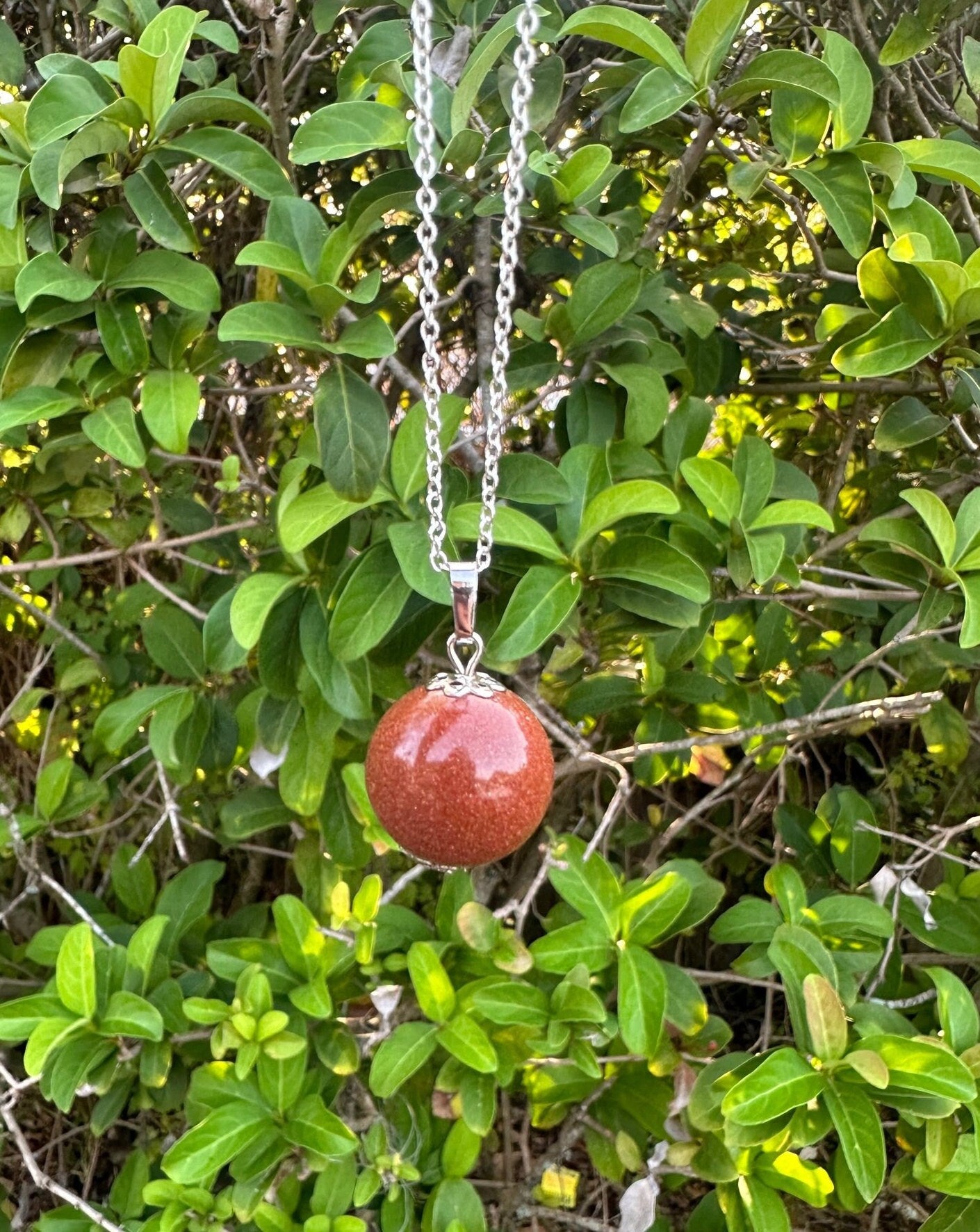 Goldstone Ball Pendant Necklace