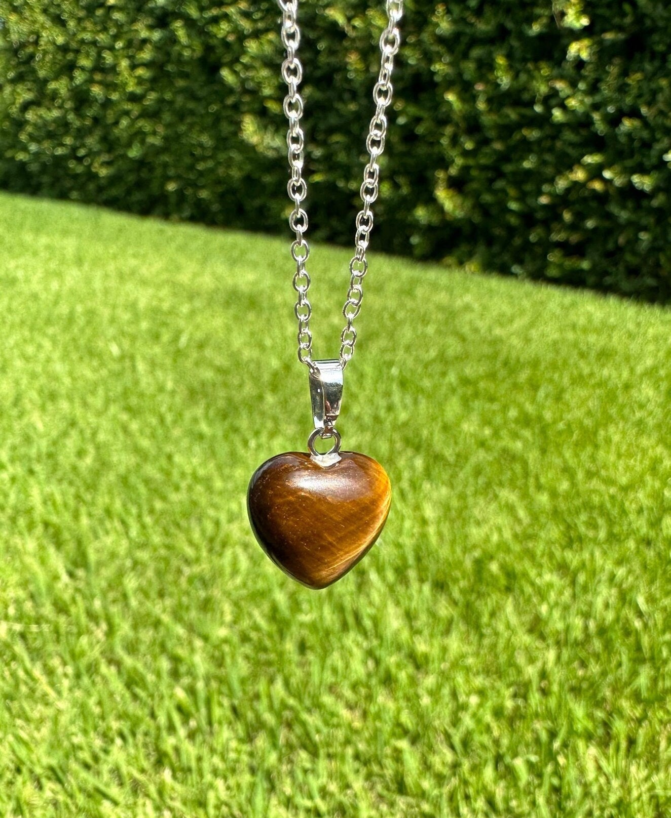 Tiger Eye Heart Pendant Necklace