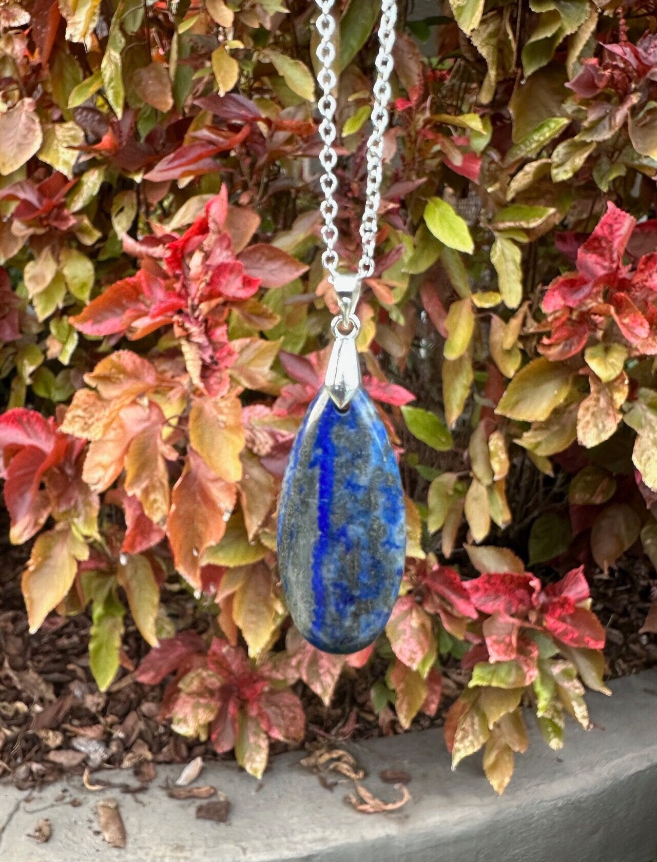 Lapis Lazuli Teardrop Pendant Necklace