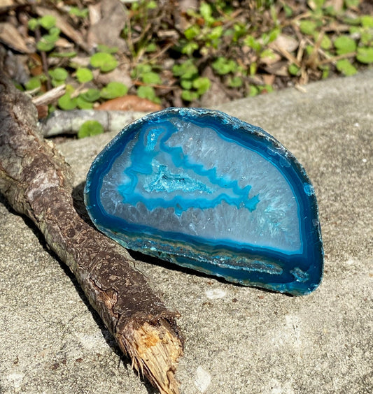 Blue Agate Stalactite Druzy Geode