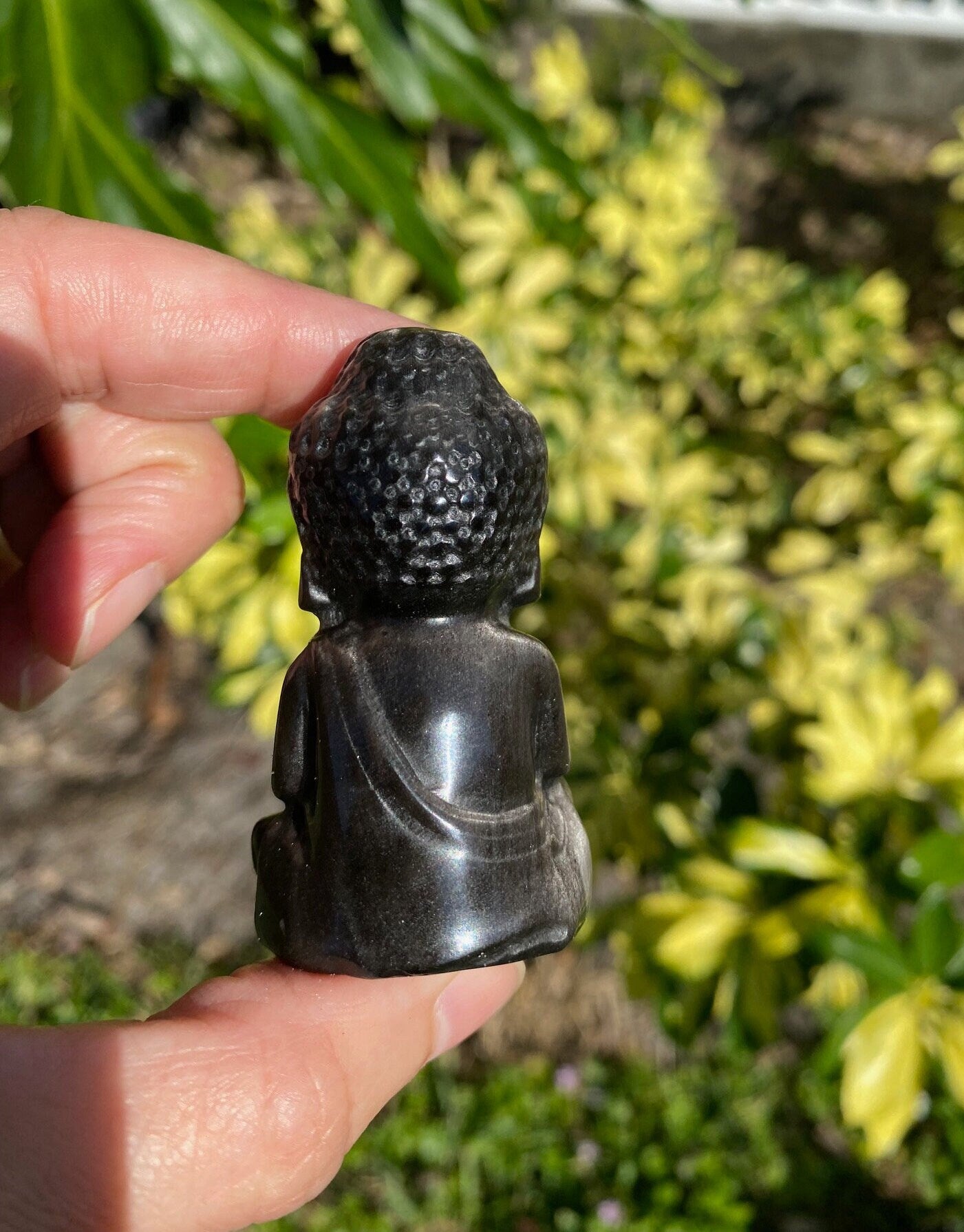 Gold Sheen Obsidian Buddha Figurine