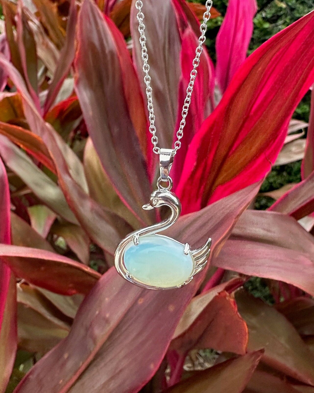 Opalite Swan Pendant Necklace