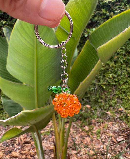 Beaded Orange Fruit Keychain