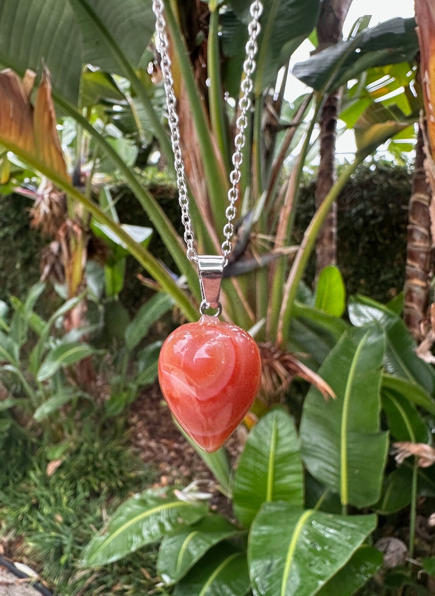 Red Agate Acorn Pendant Necklace