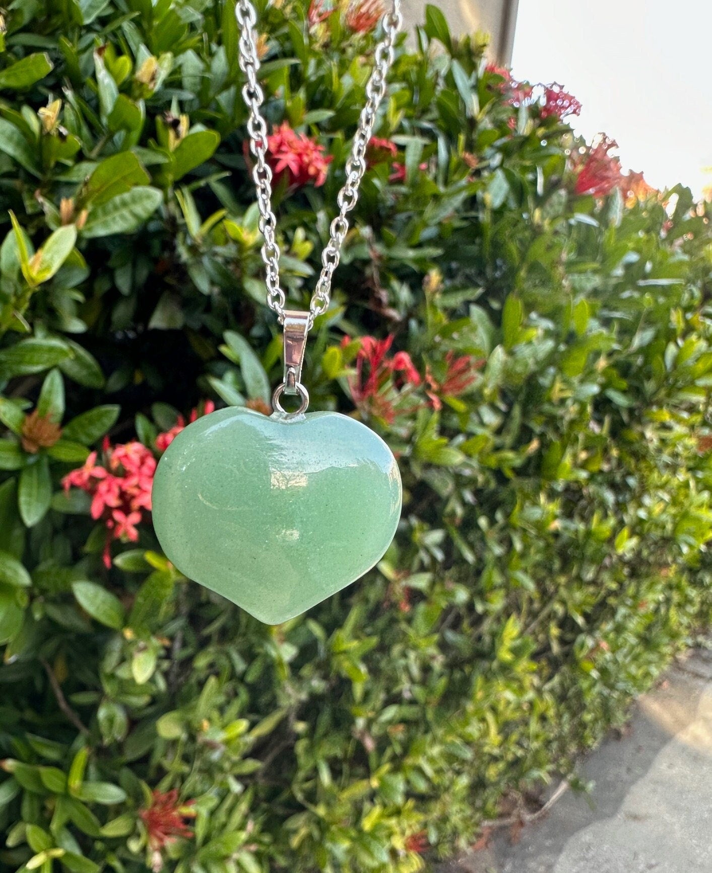 Green Aventurine Heart Pendant Necklace