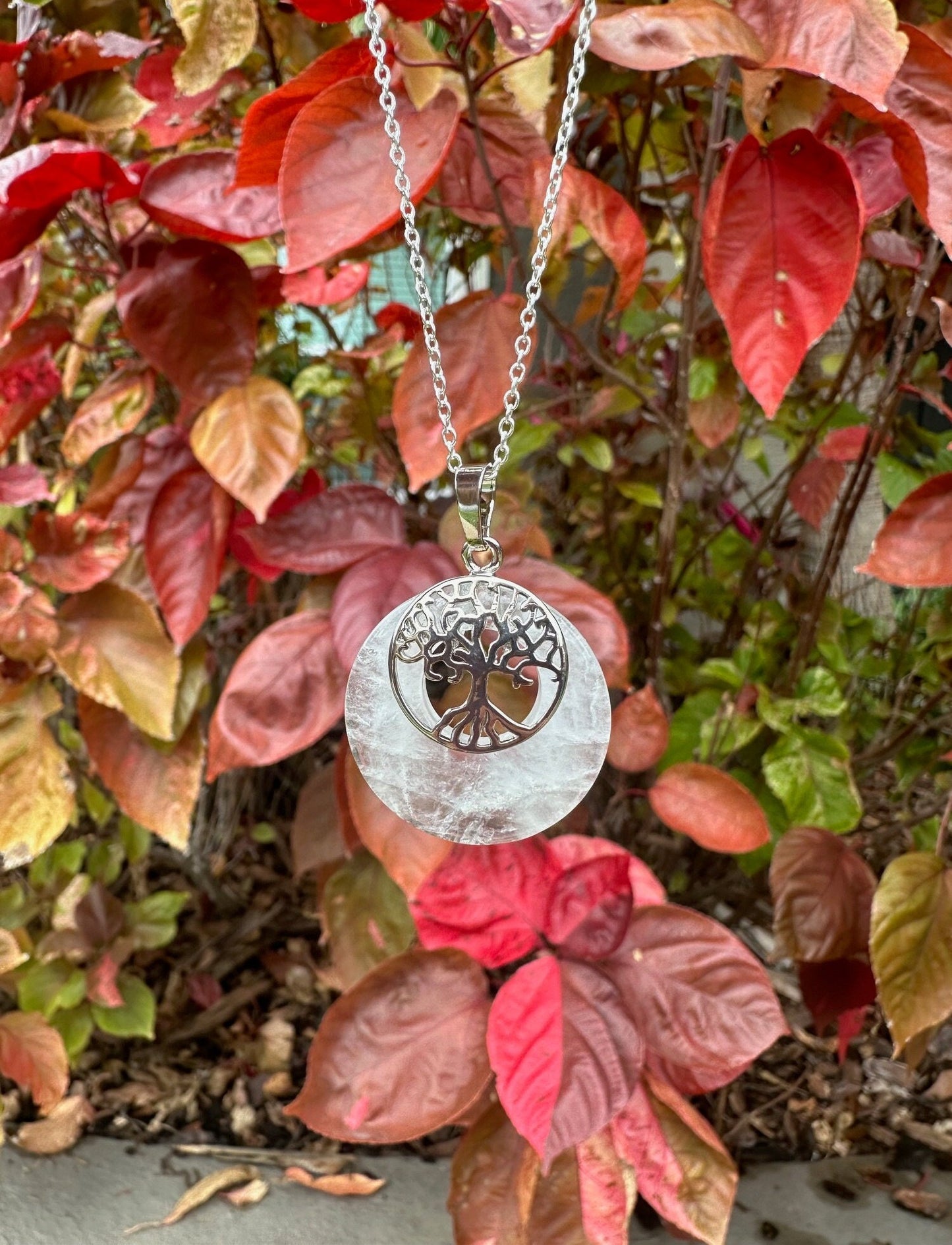 Clear Quartz Tree of Life Pendant Necklace