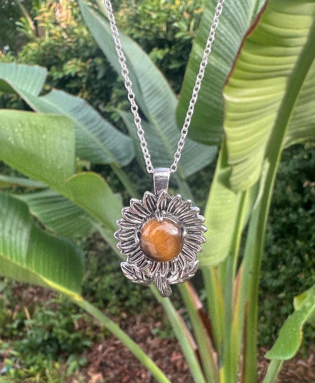 Tiger Eye Sunflower Necklace