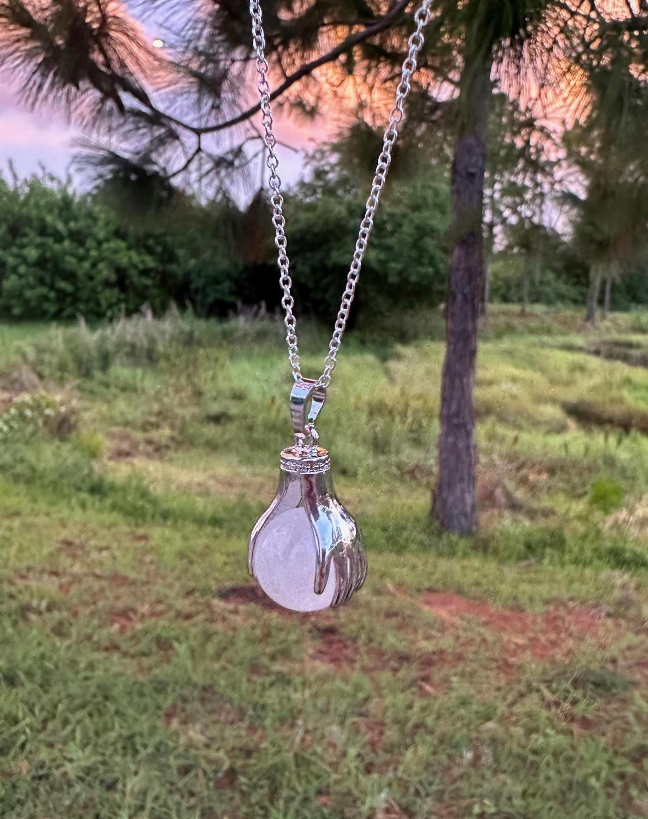 Rose Quartz Hands Necklace