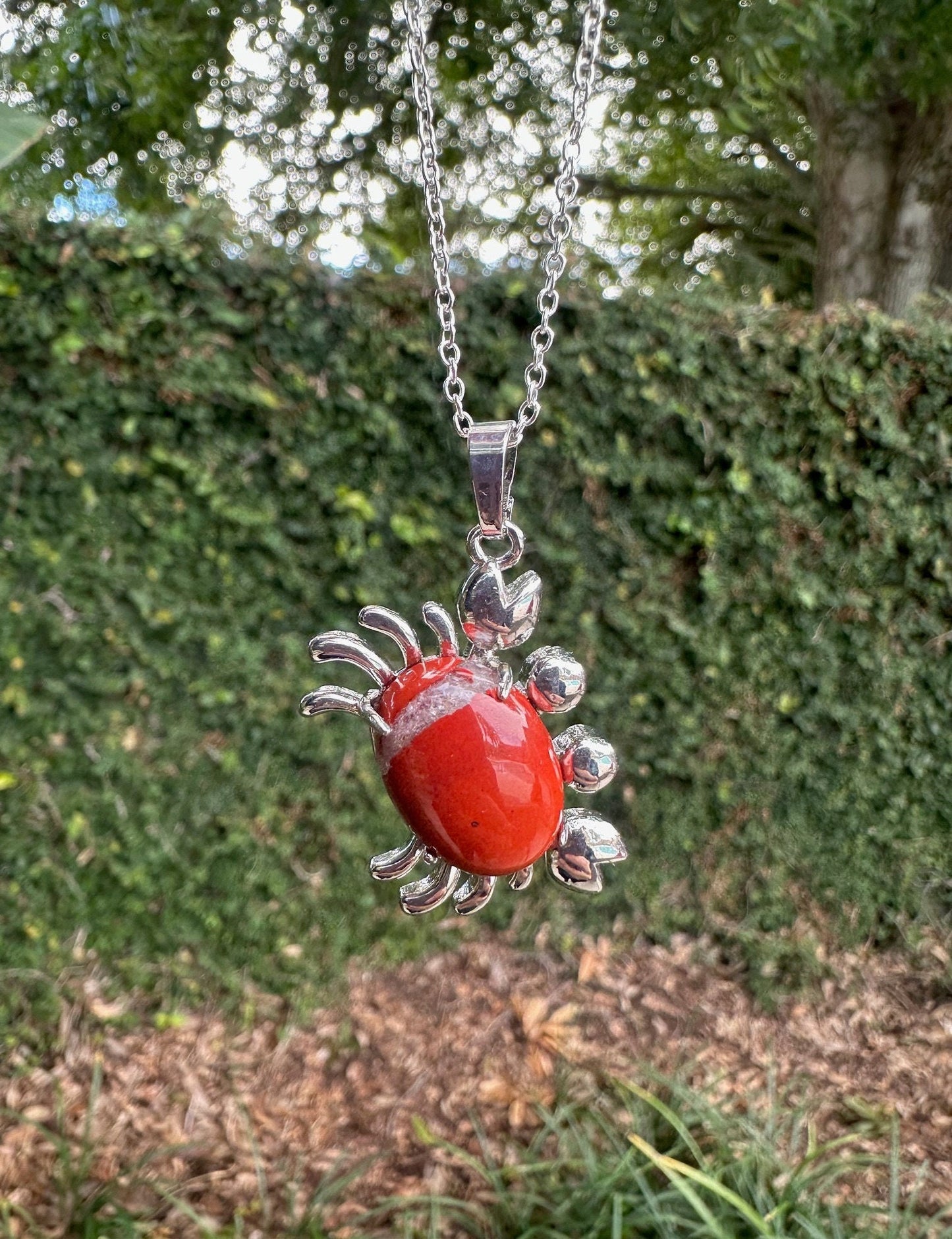 Red Jasper Crab Pendant Necklace
