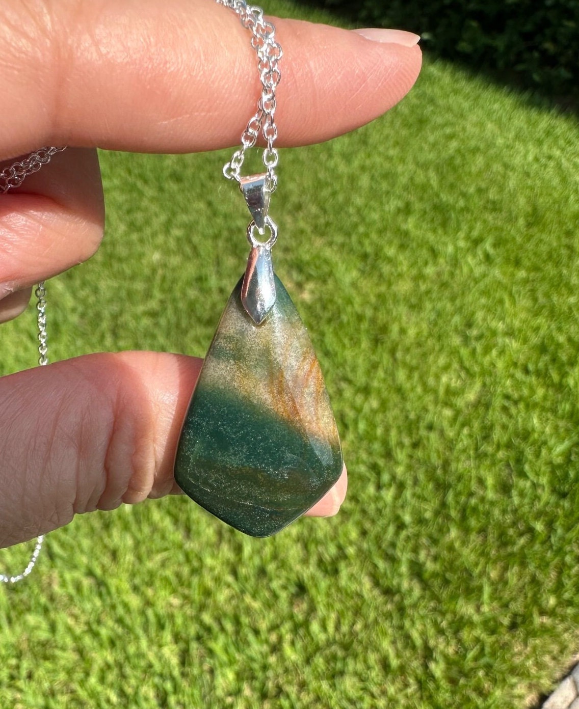 Indian Bloodstone Shield Pendant Necklace