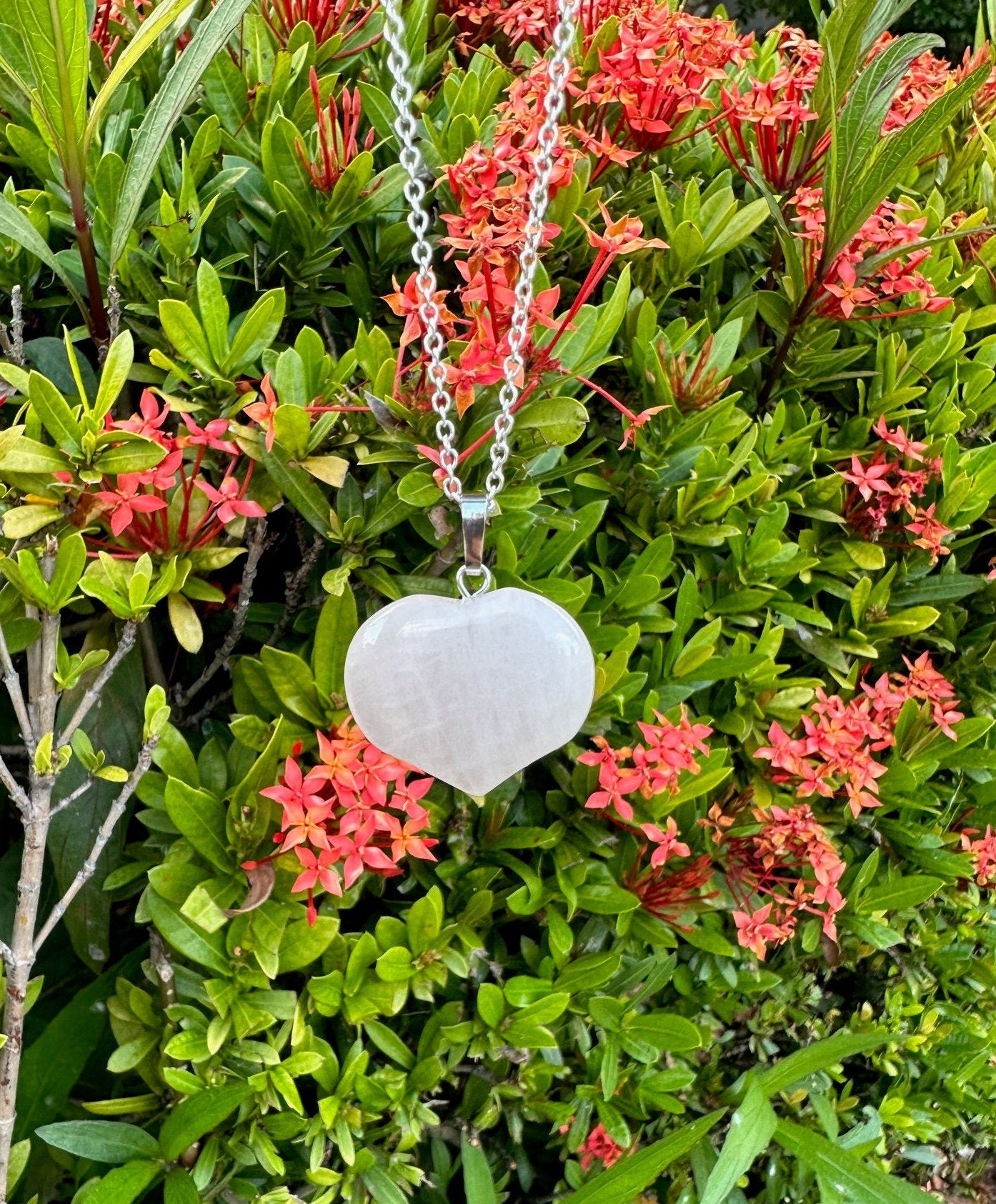 Rose Quartz Heart Pendant Necklace
