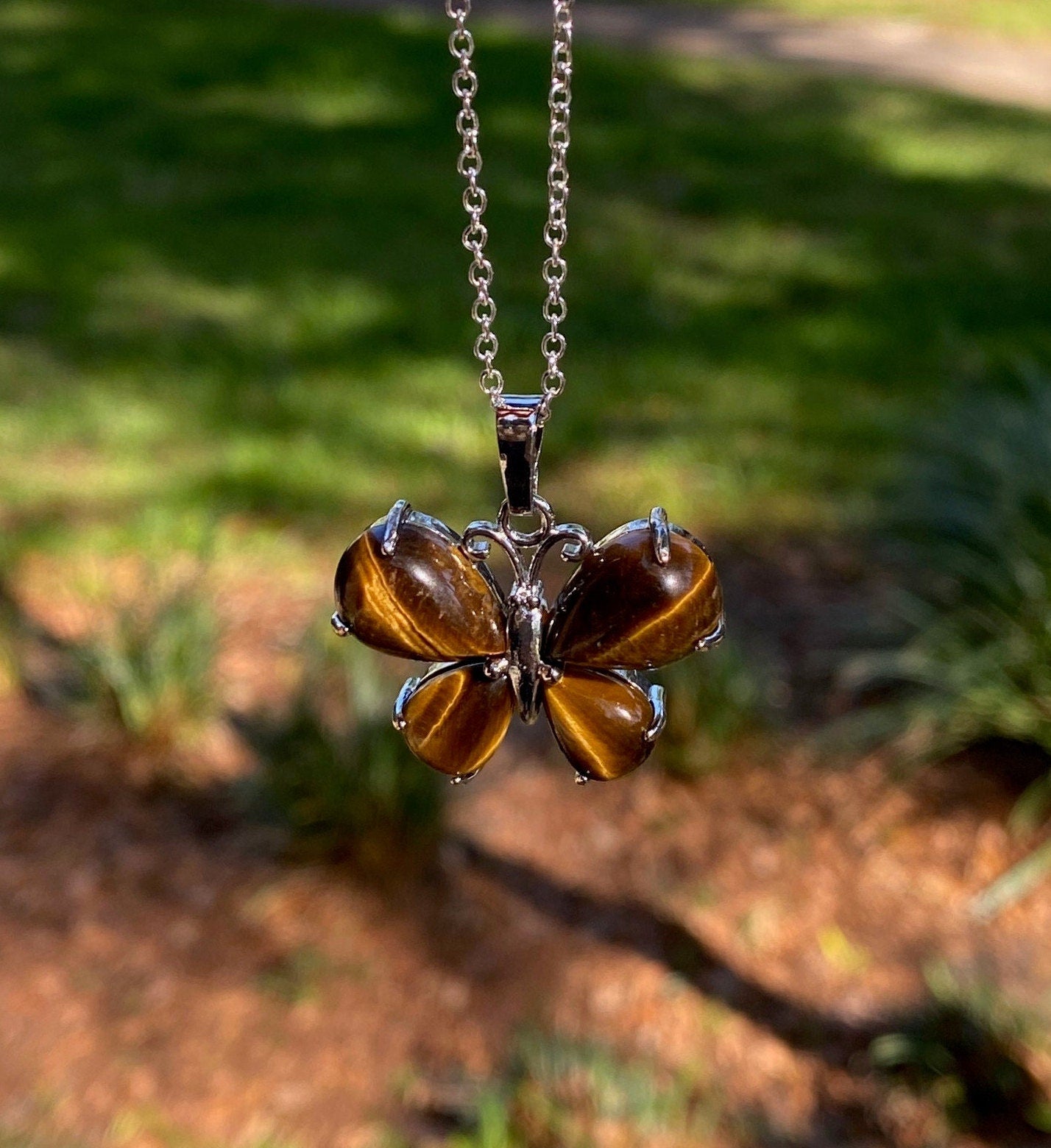 Tiger Eye Butterfly Necklace