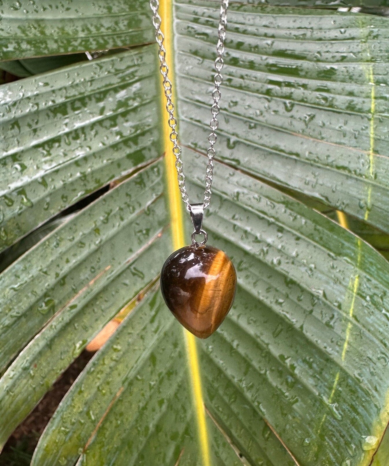 Tiger Eye Acorn Pendant Necklace