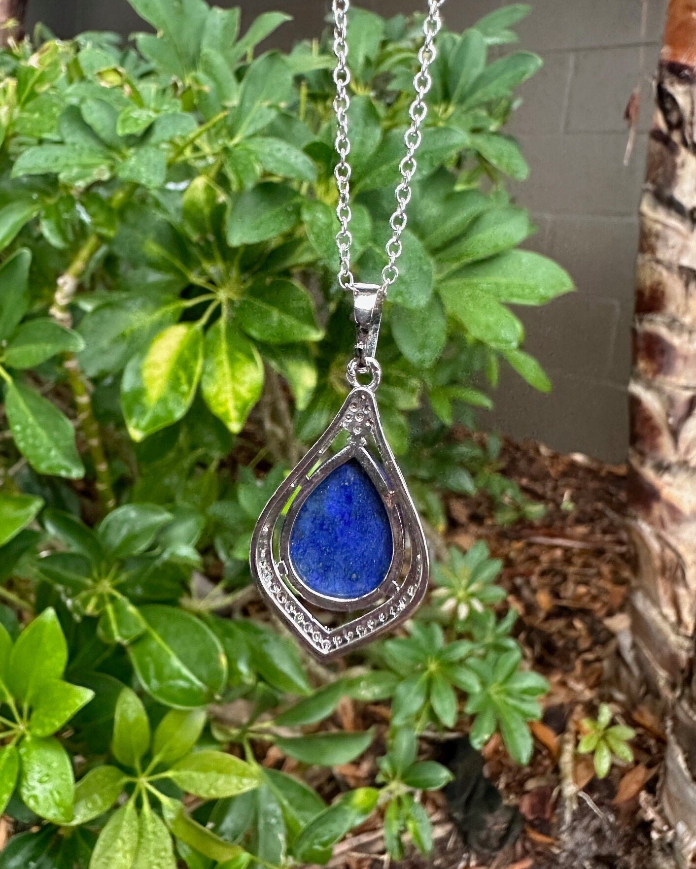 Lapis Lazuli Rhombus Pendant Necklace