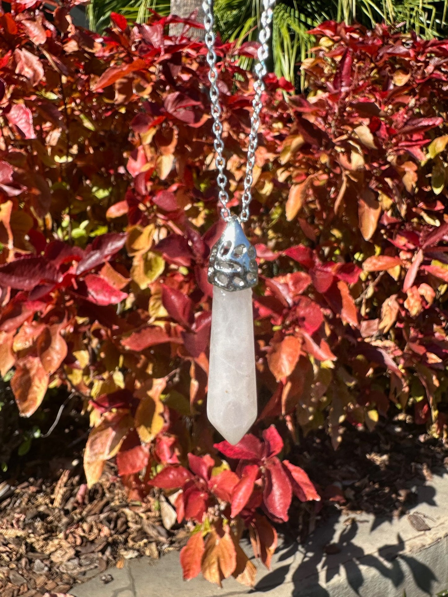 Rose Quartz Thin Hexagon Pendant Necklace