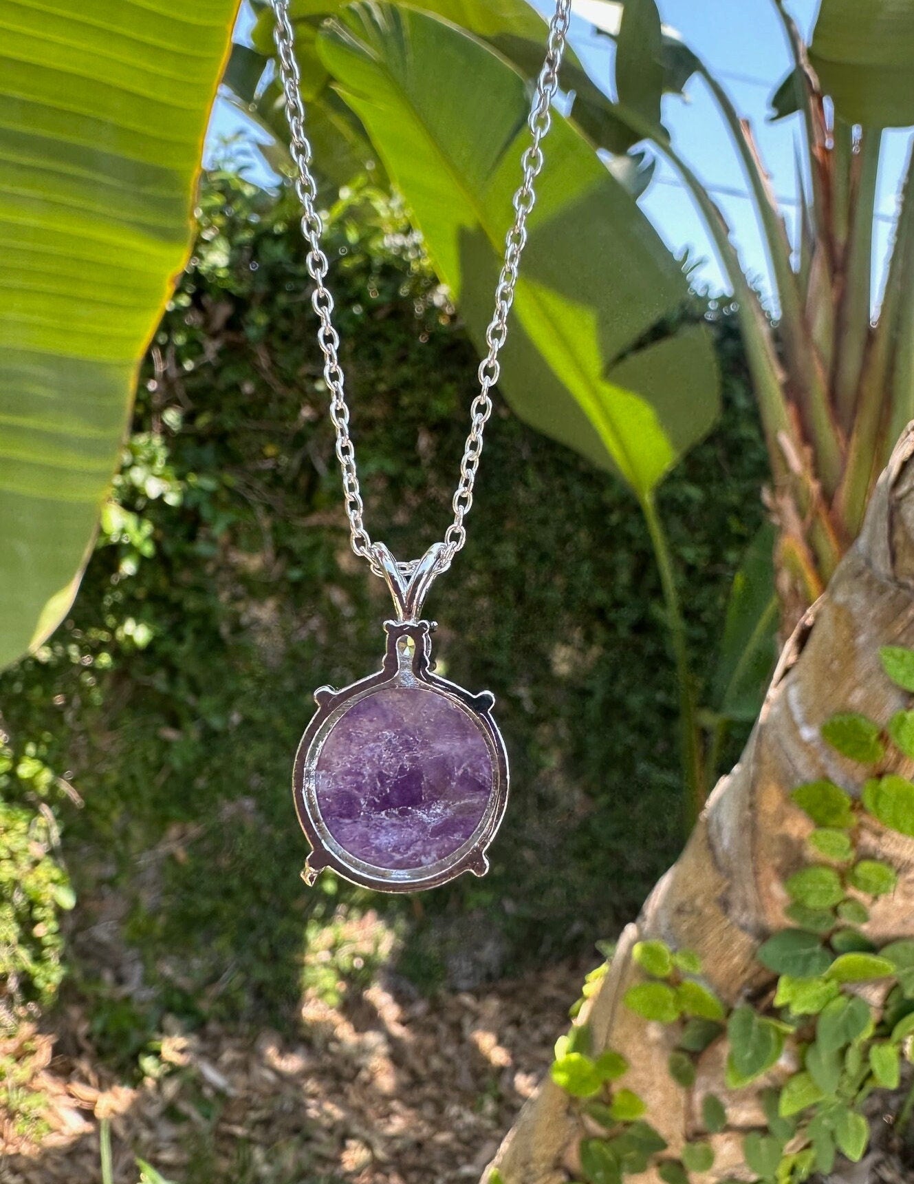 Amethyst Prism Pendant Necklace