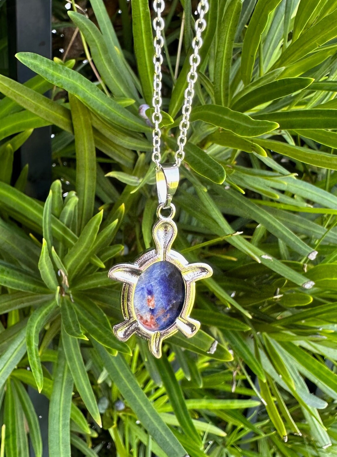 Sodalite Turtle Pendant Necklace