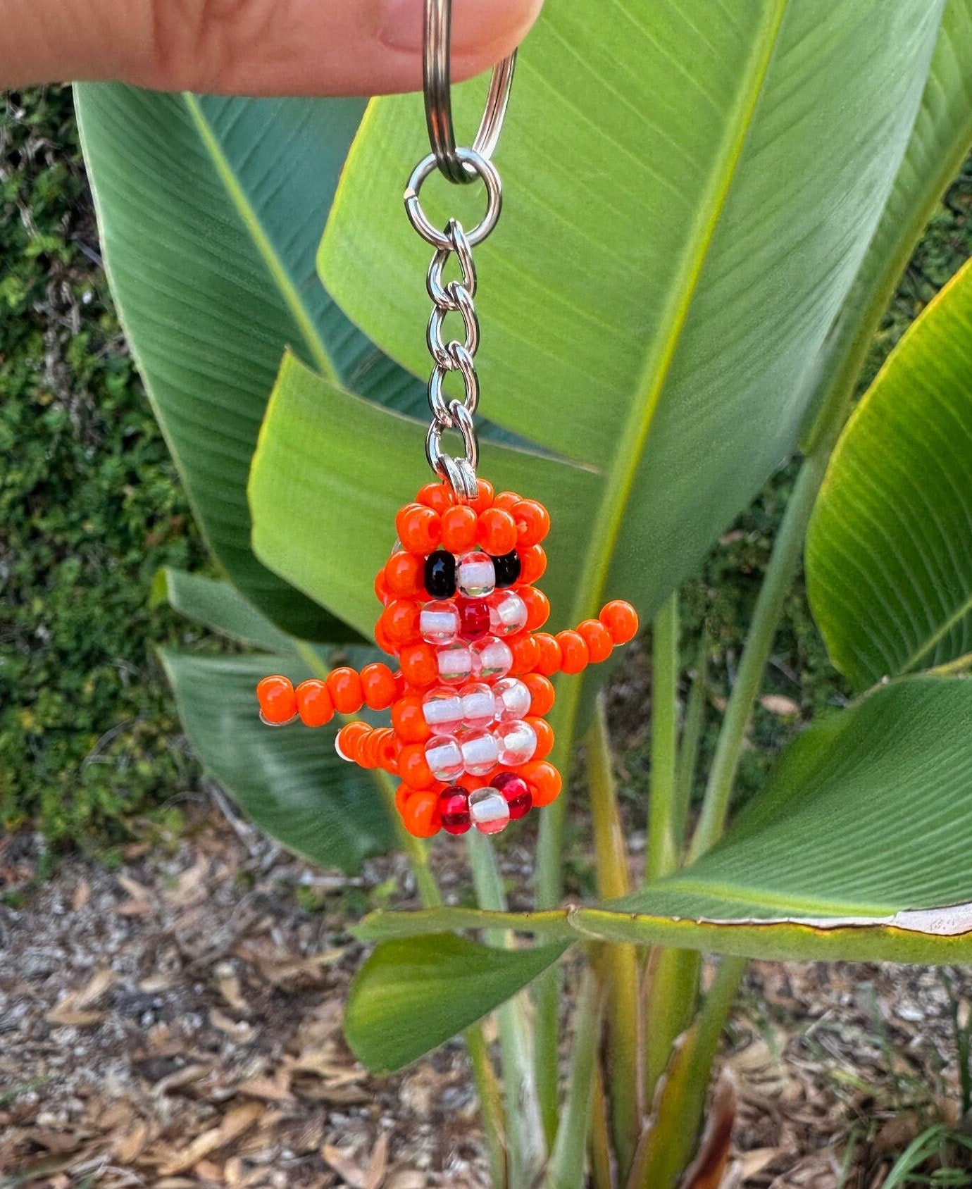 Beaded Orange Monkey Keychain
