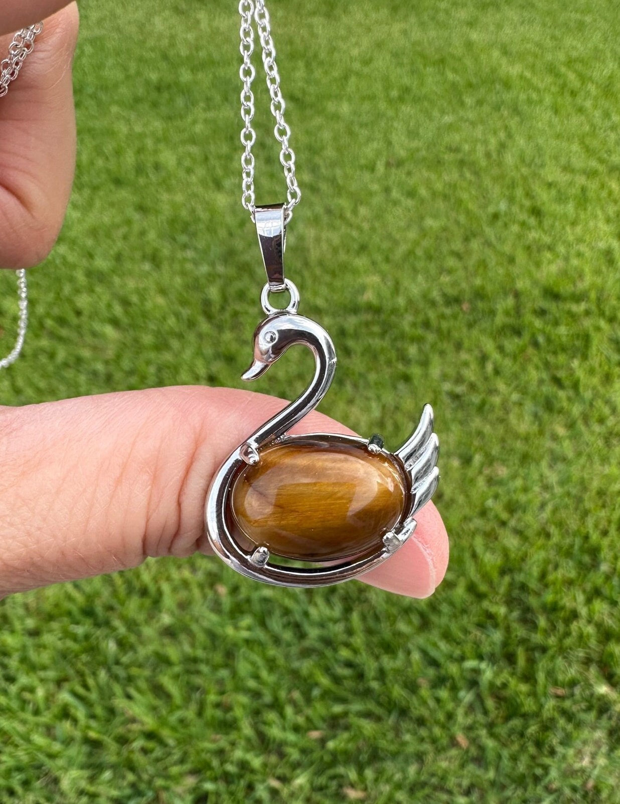 Tiger Eye Swan Necklace