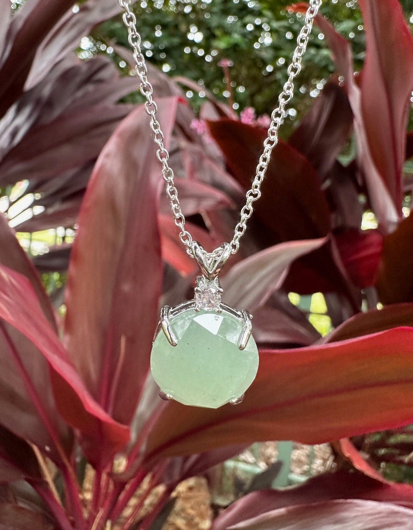 Green Aventurine Prism Pendant Necklace