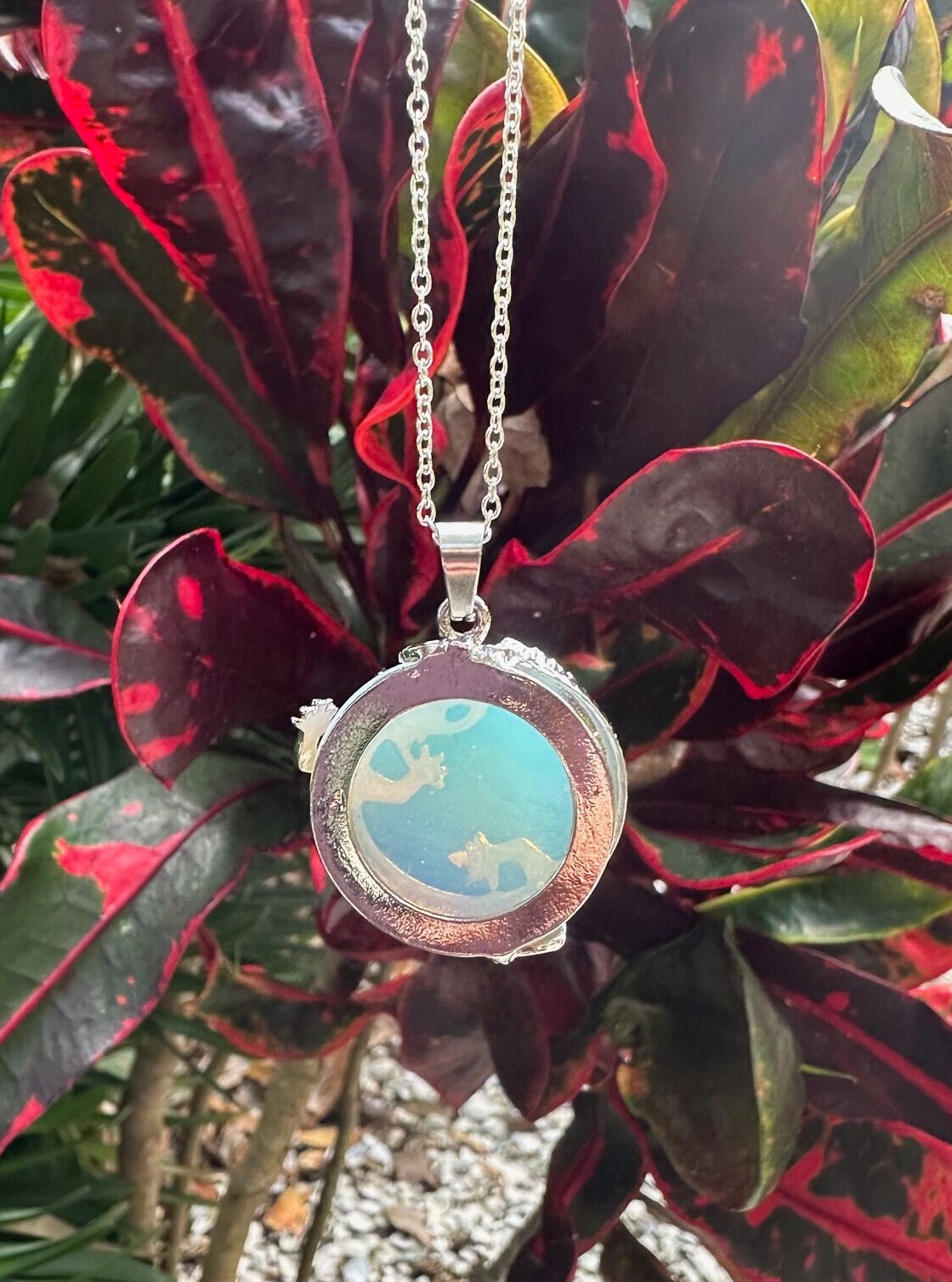 Opalite Dragon Flat Pendant Necklace