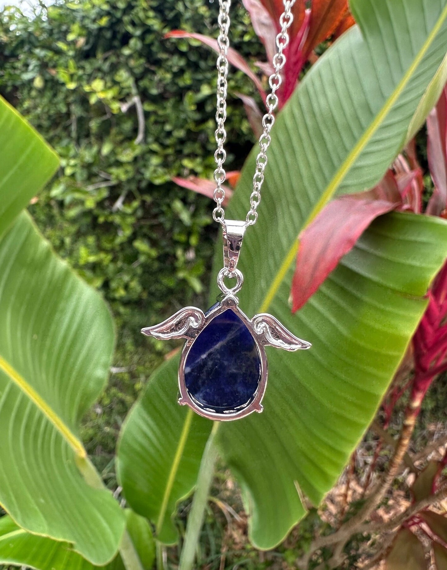 Sodalite Angelic Egg Pendant Necklace