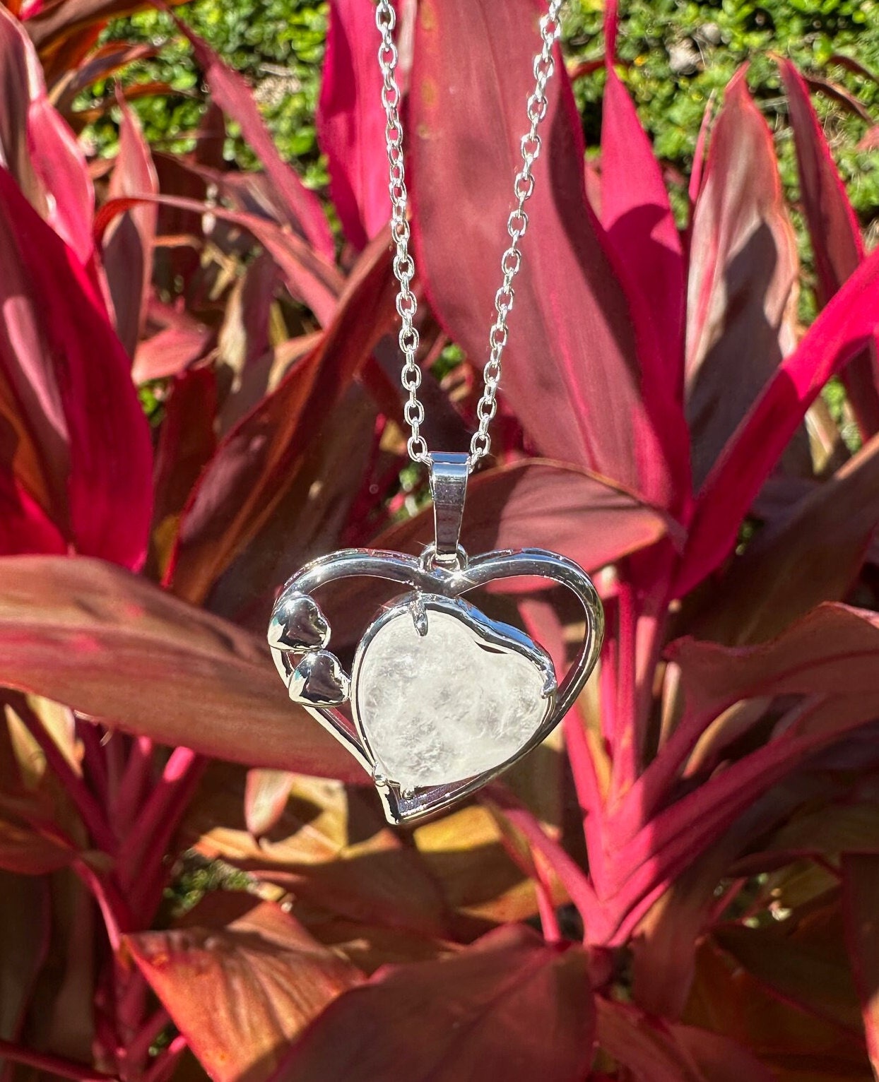 Clear Quartz Heart Pendant Necklace