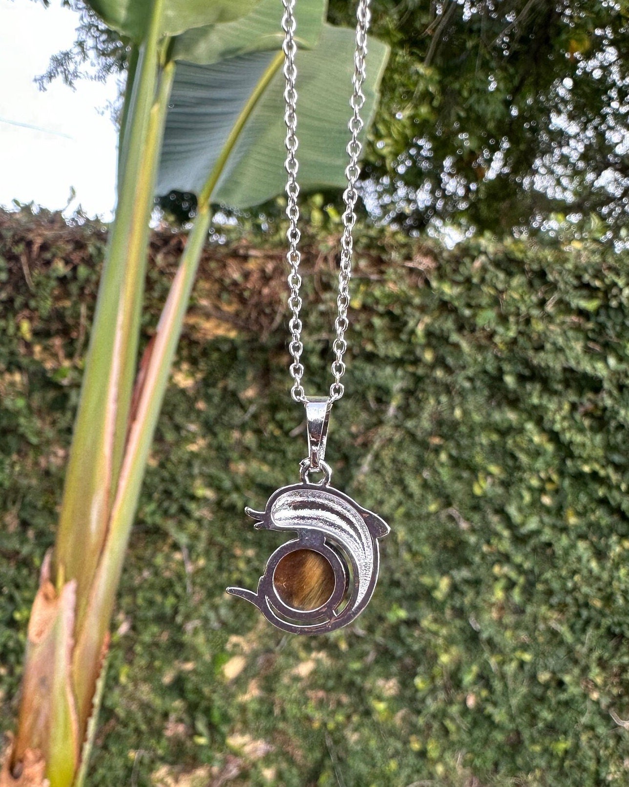 Tiger Eye Dolphin Pendant Necklace