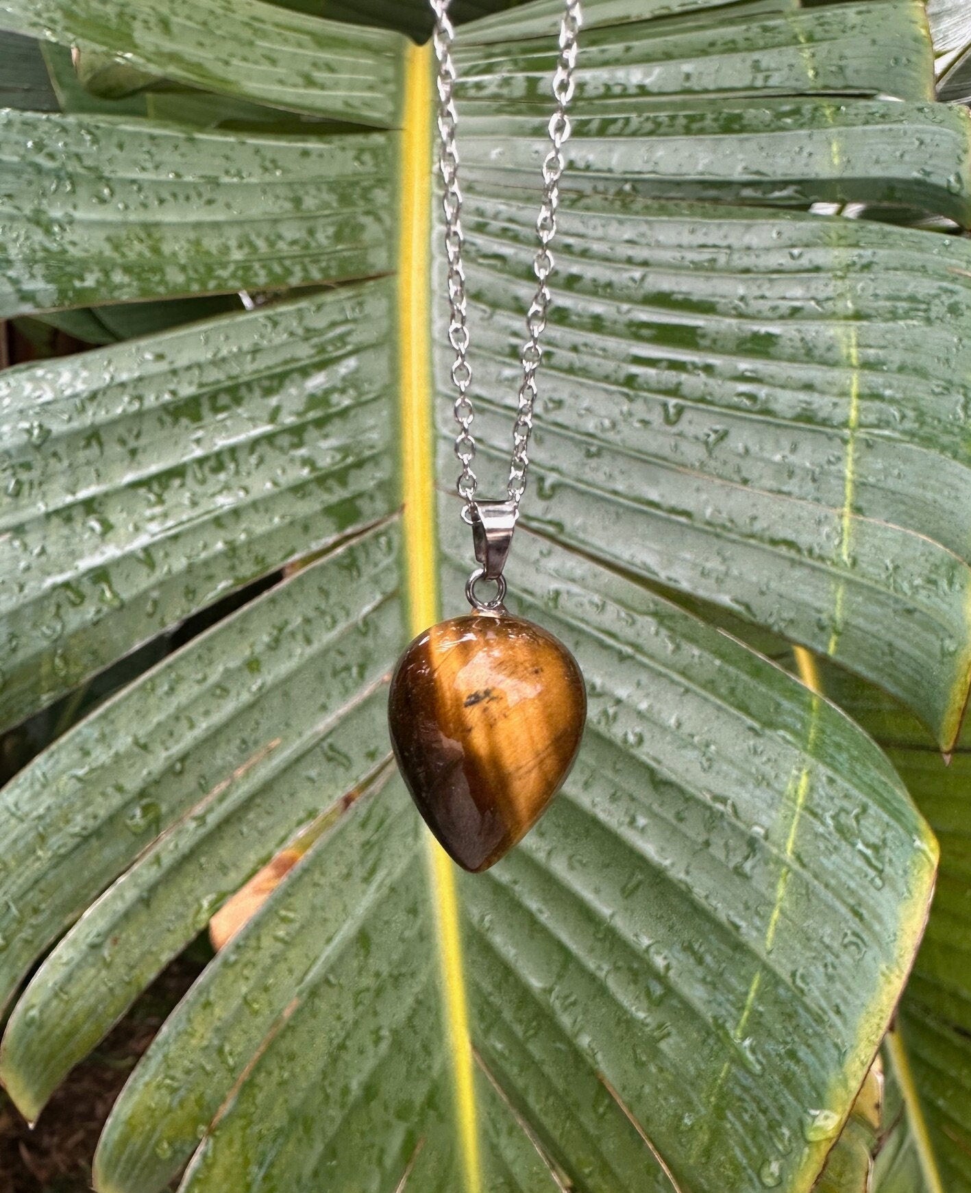Tiger Eye Acorn Pendant Necklace