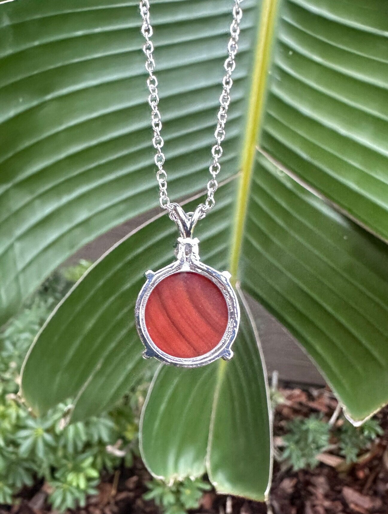 Red Agate Prism Pendant Necklace