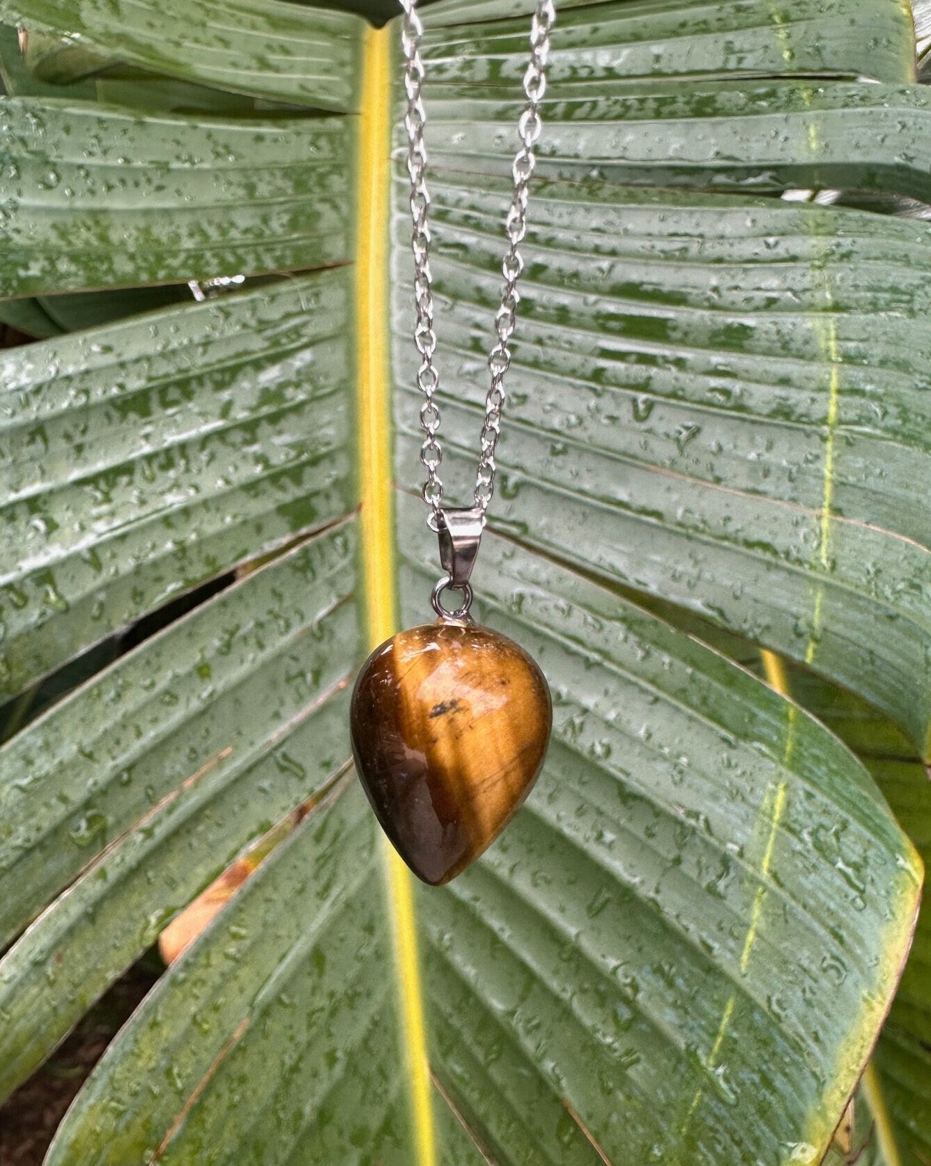 Tiger Eye Acorn Pendant Necklace