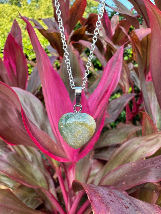 Indian Agate Heart Pendant Necklace