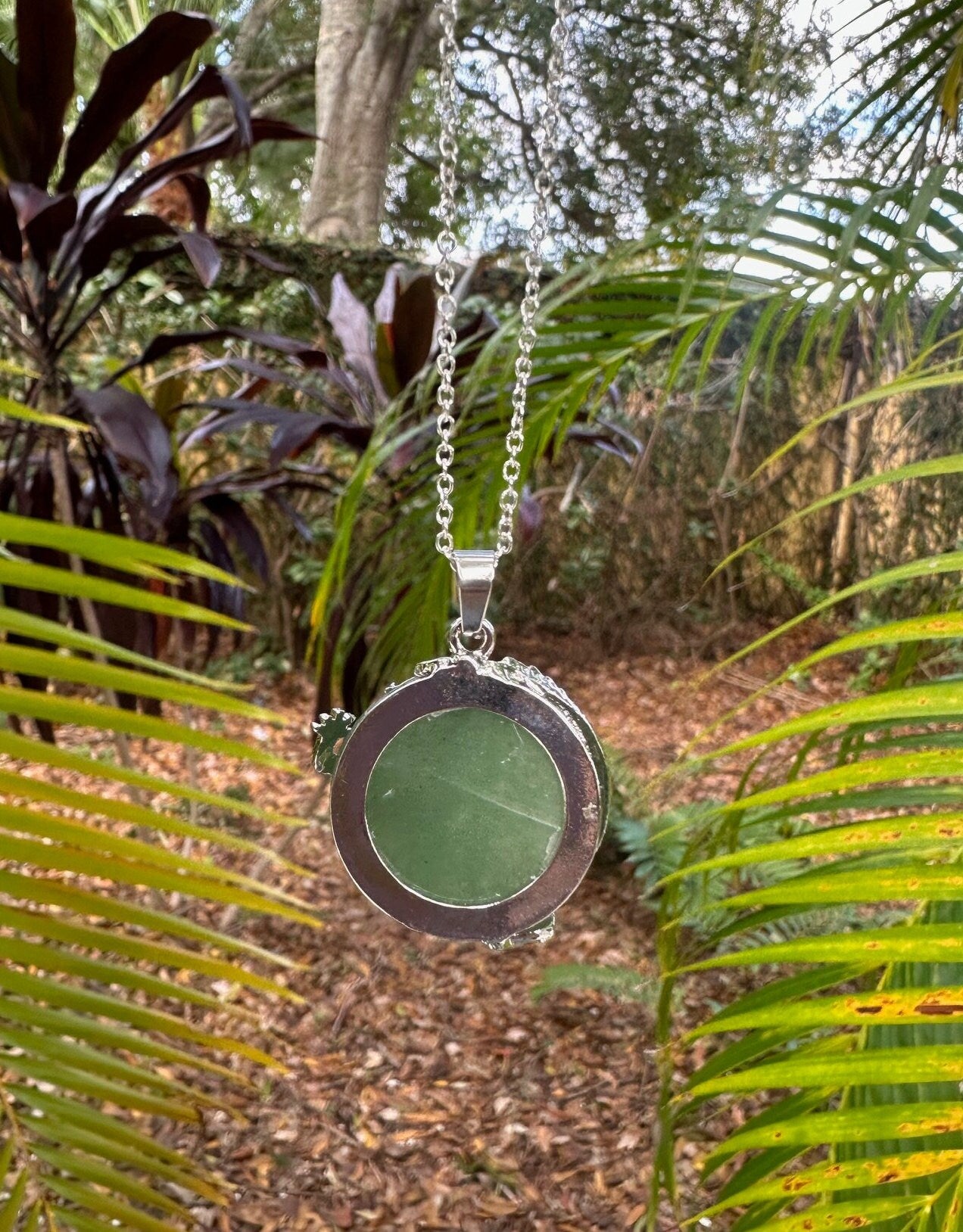 Green Aventurine Dragon Flat Pendant Necklace