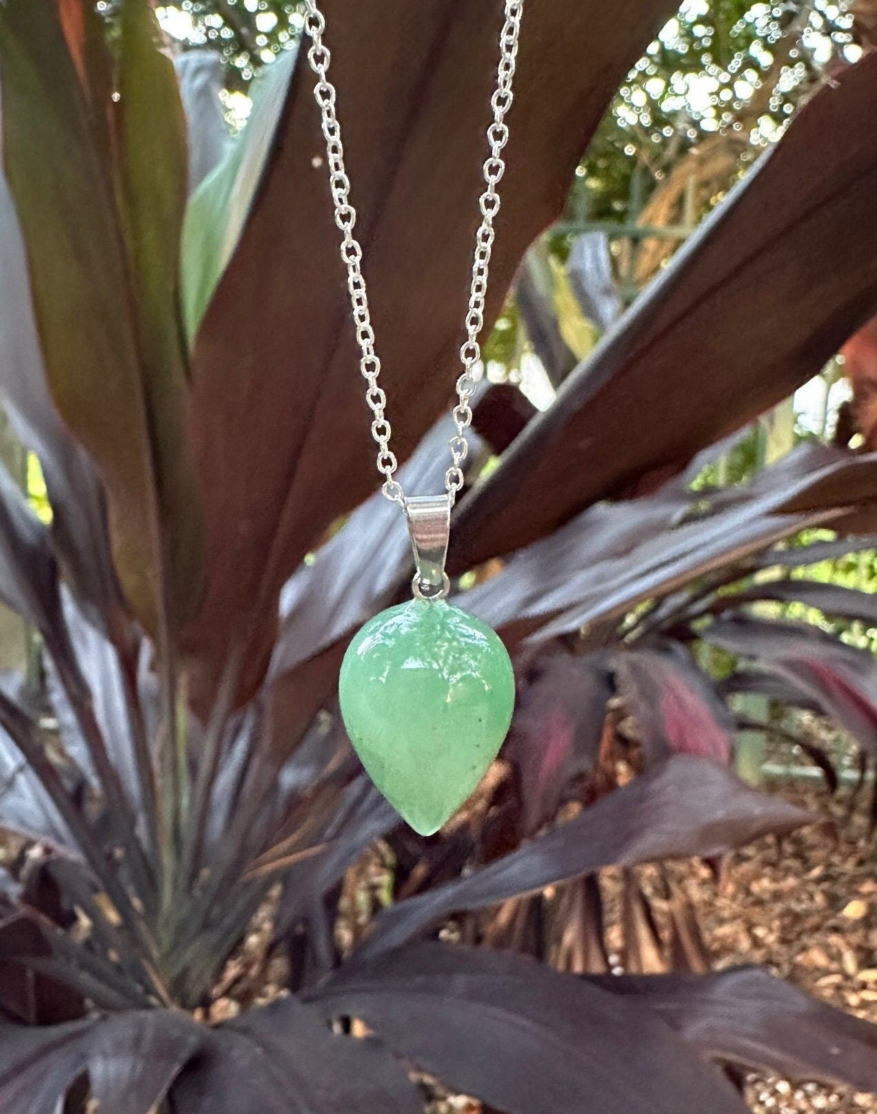 Green Aventurine Acorn Pendant Necklace