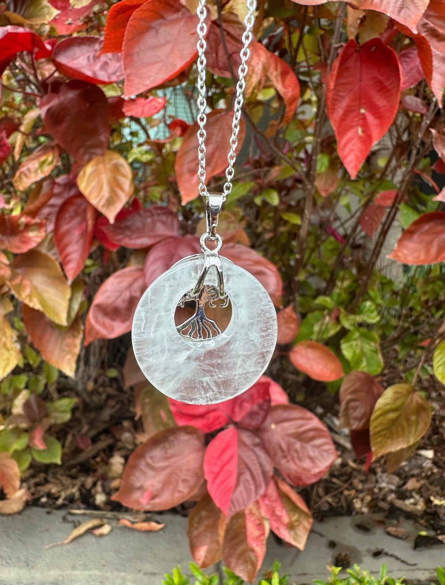 Clear Quartz Tree of Life Pendant Necklace