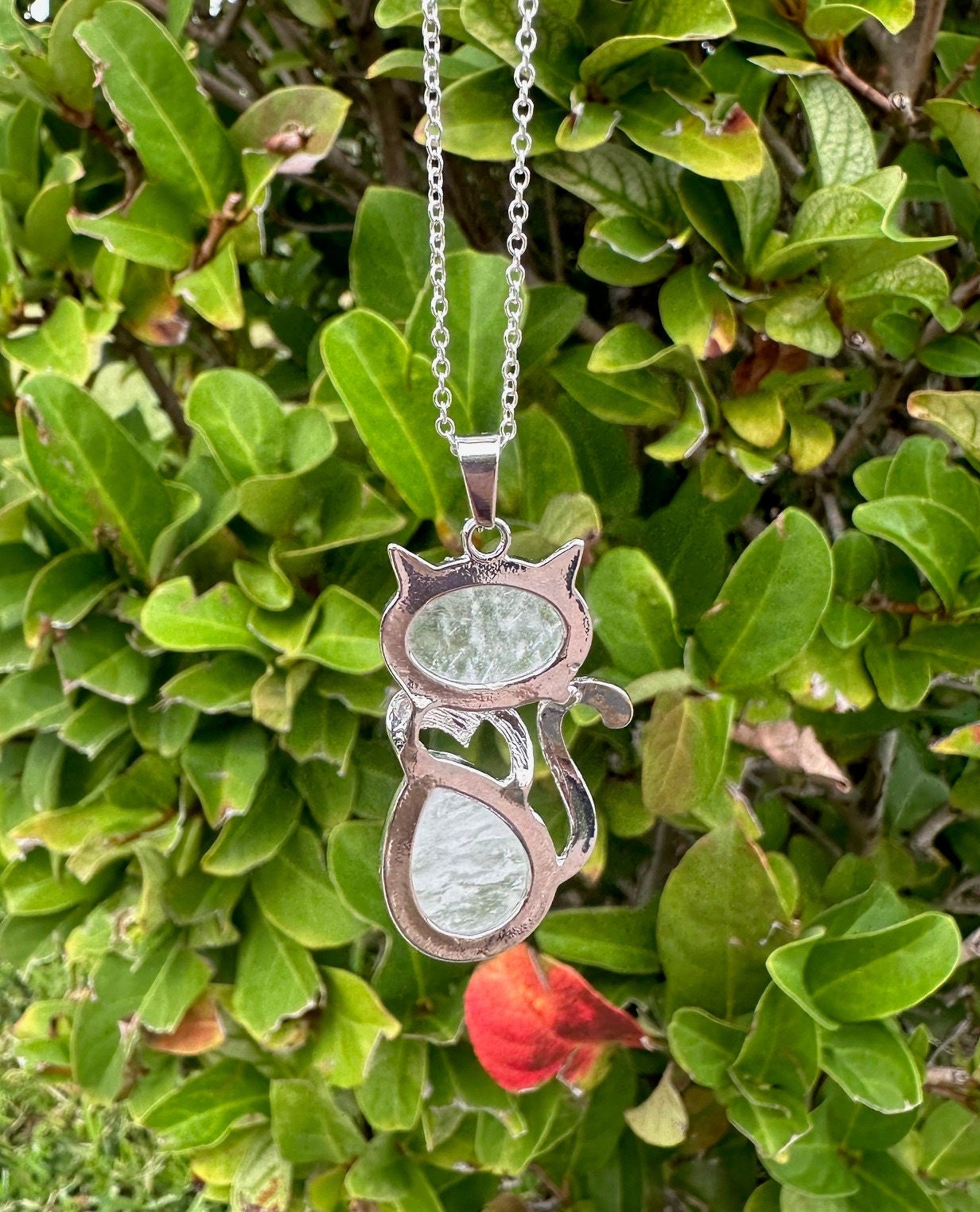 Large Clear Quartz Cat Pendant Necklace