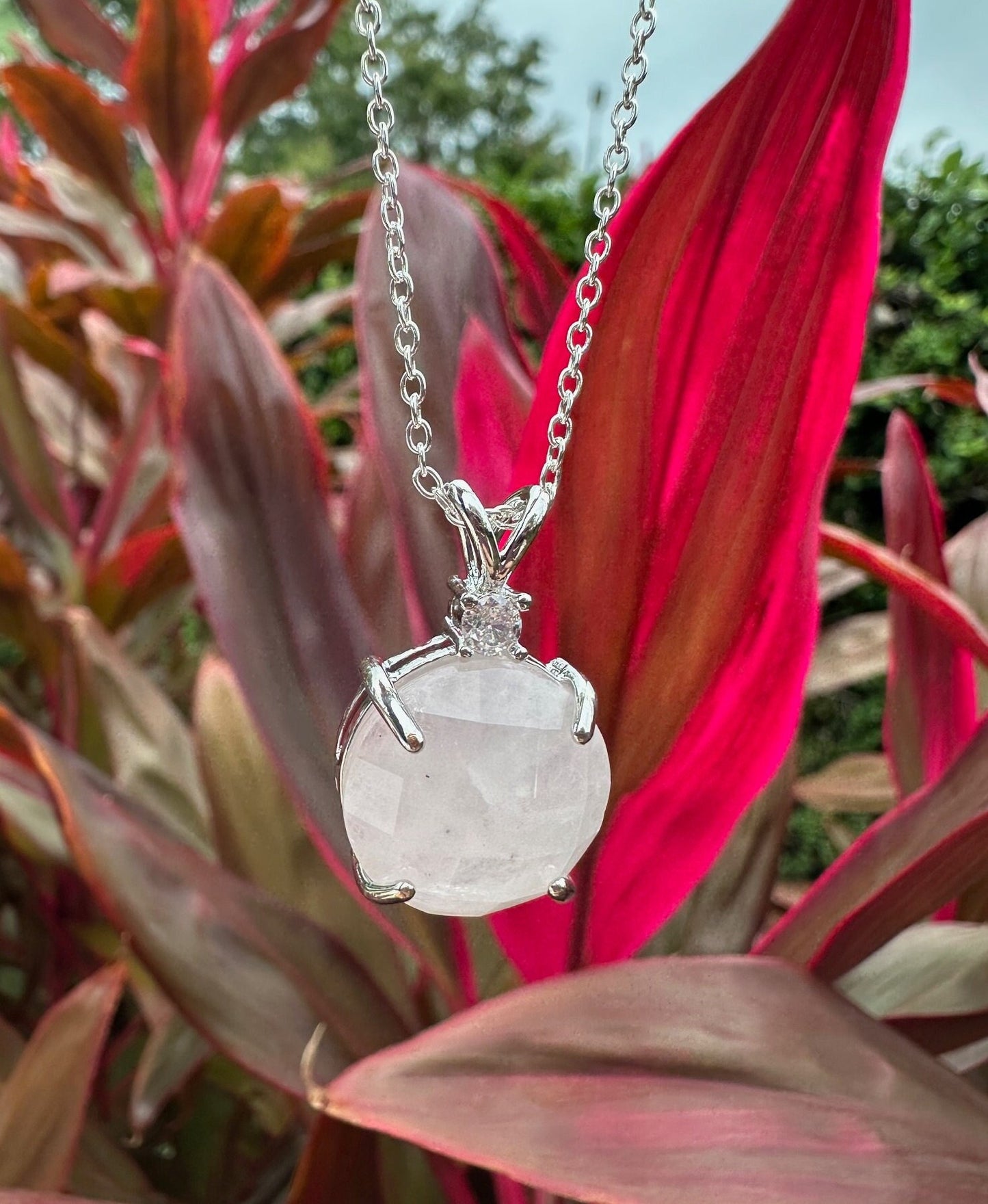 Rose Quartz Prism Pendant Necklace
