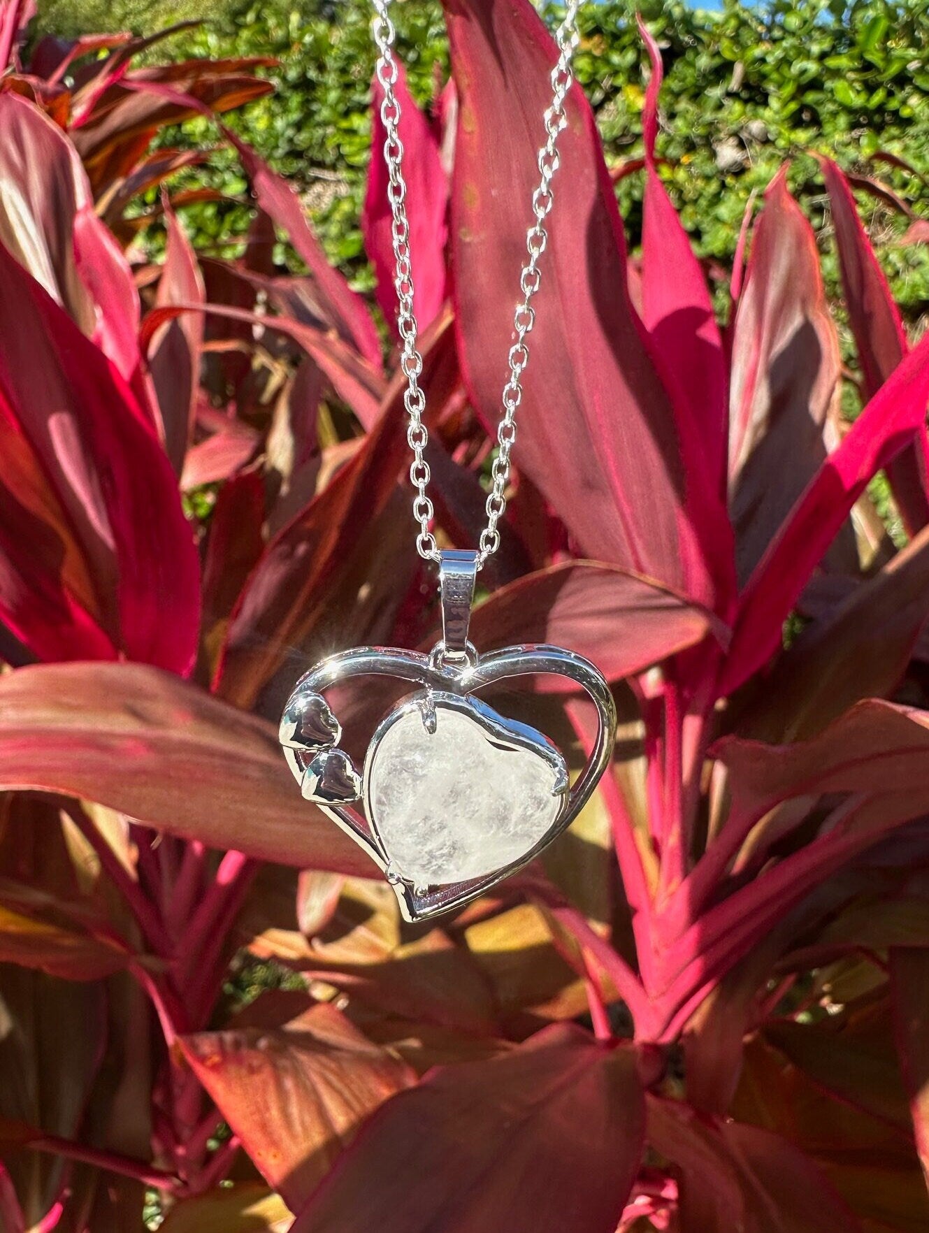 Clear Quartz Heart Pendant Necklace